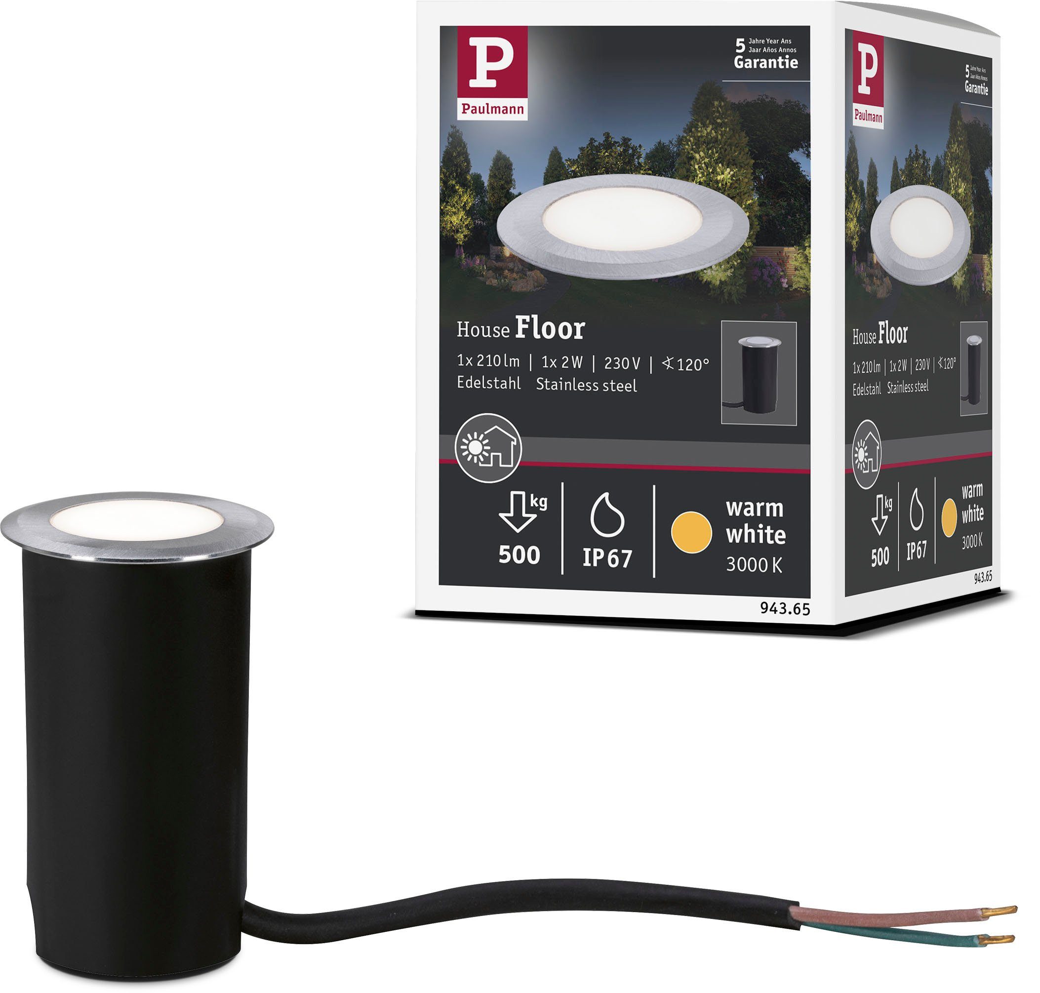 Paulmann Ledinbouwlamp Buiten 230V Bodem IP67 3000K 2W rond (1 stuk)