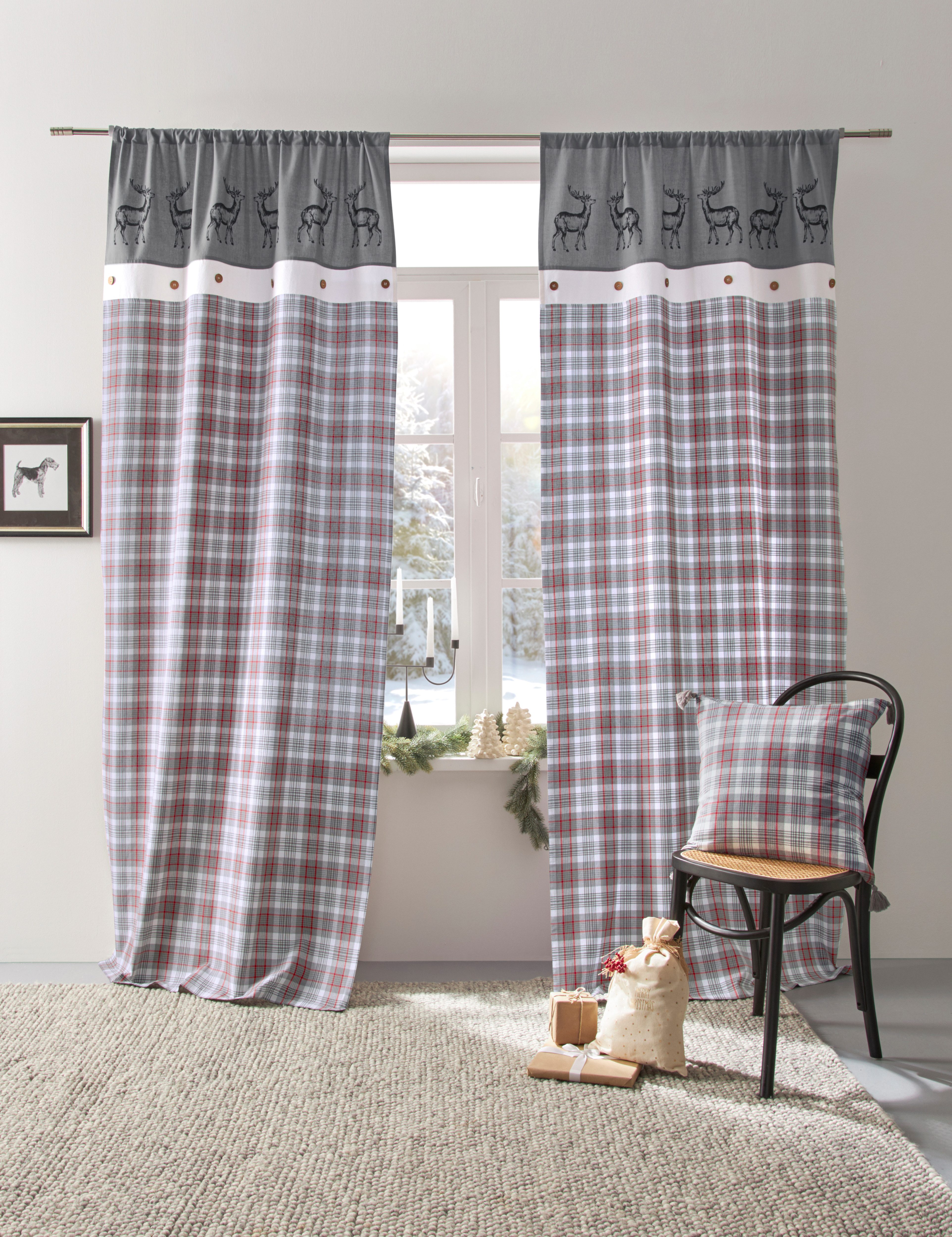 my home Gordijn MERRY (1 stuk) kant & klaar gordijnen maat 110 cm x 245 cm rood