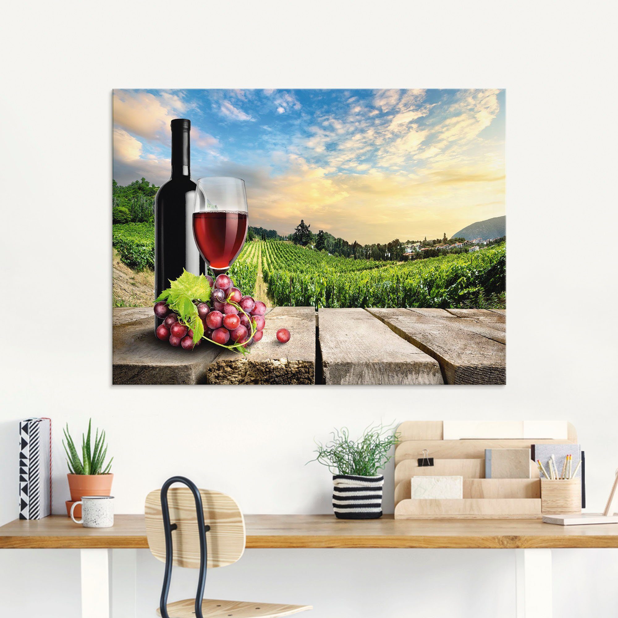 Artland Print op glas Wijn voor wijnbergen in verschillende maten