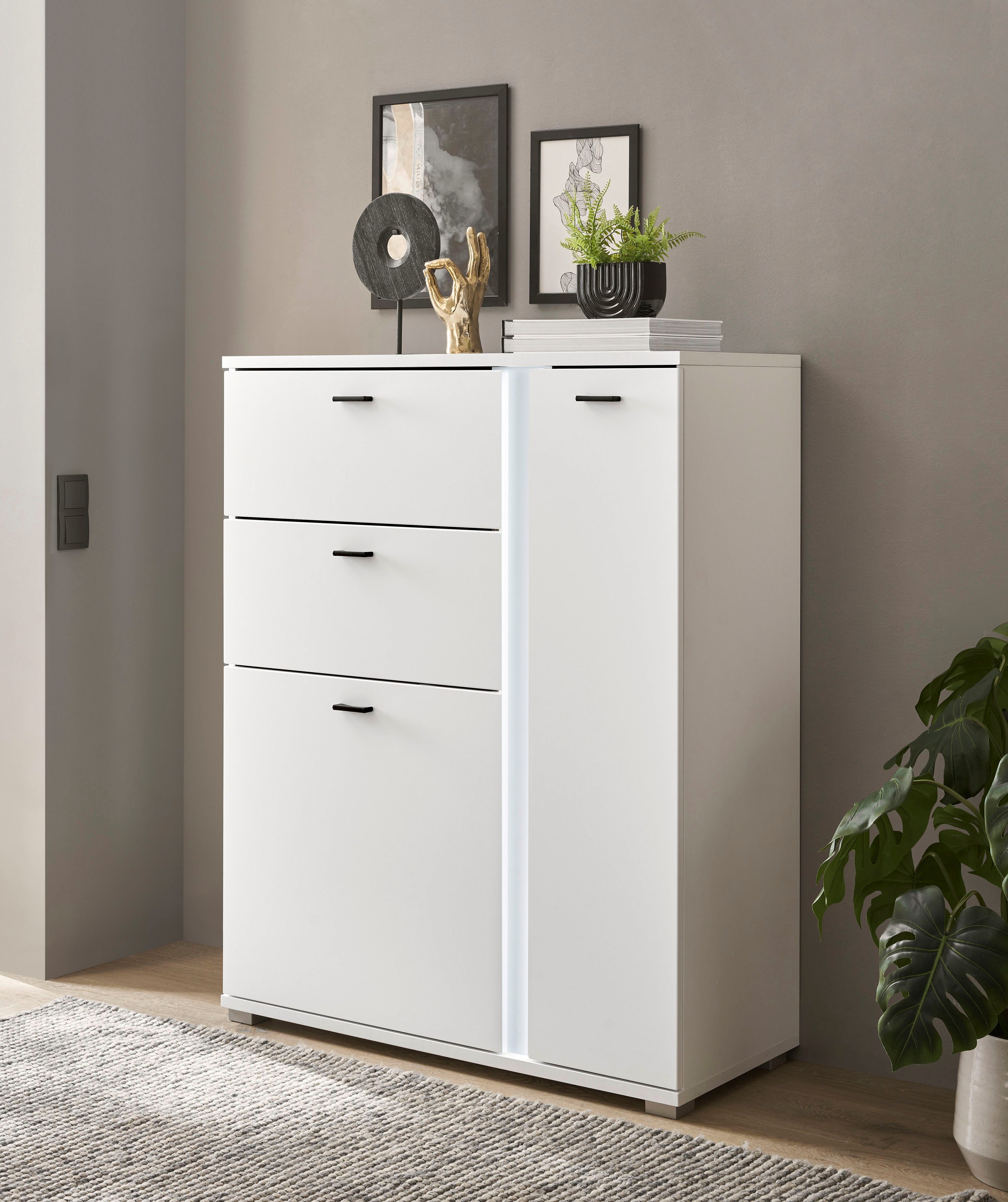 INOSIGN Highboard Long Island in moderne trendkleur, inclusief verticale verlichting, breedte 100 cm (1 stuk) highboards wit