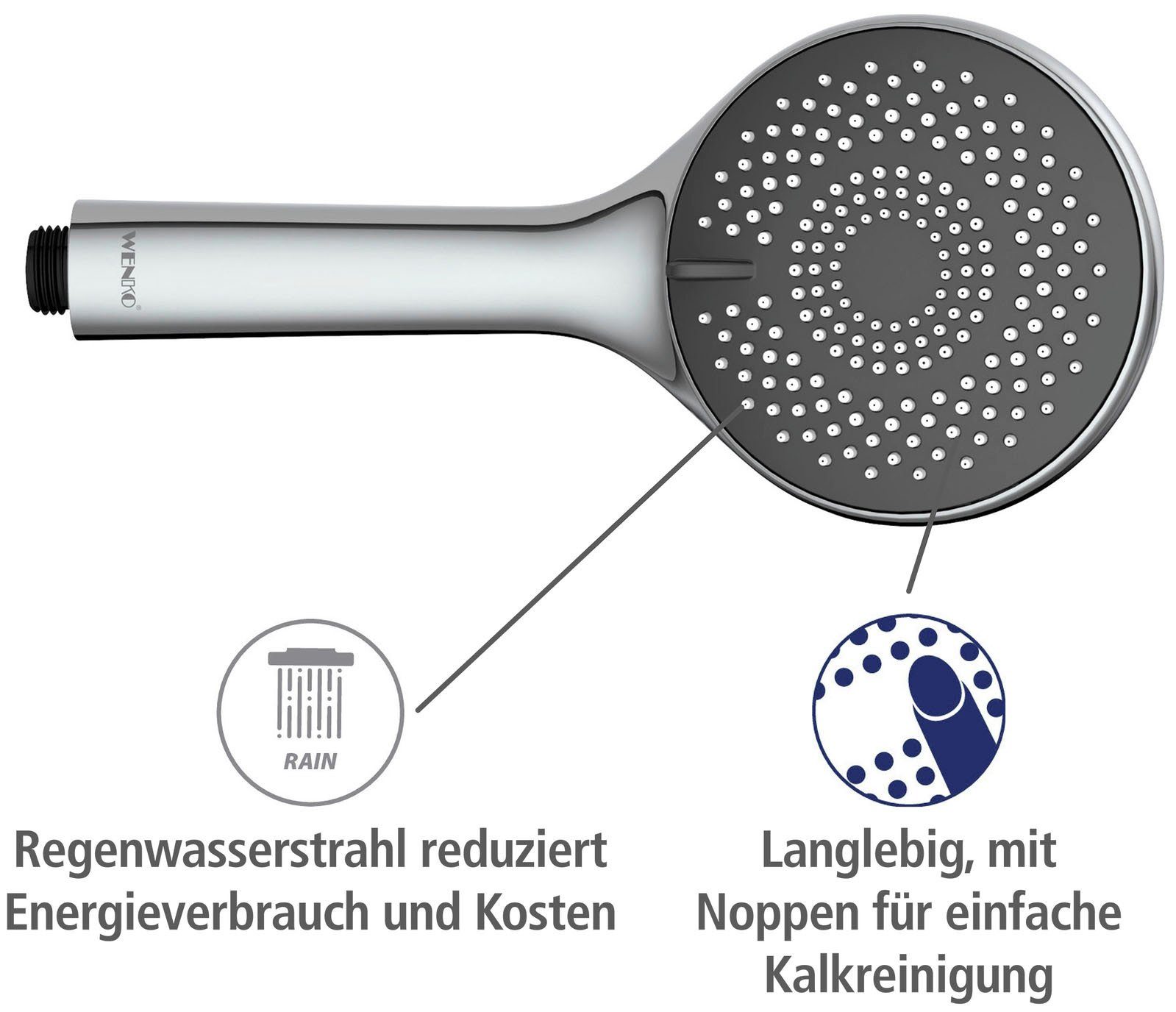 WENKO Handsproeier Watersaving systeem Douchekop Watersaving grijs, diameter 11 cm