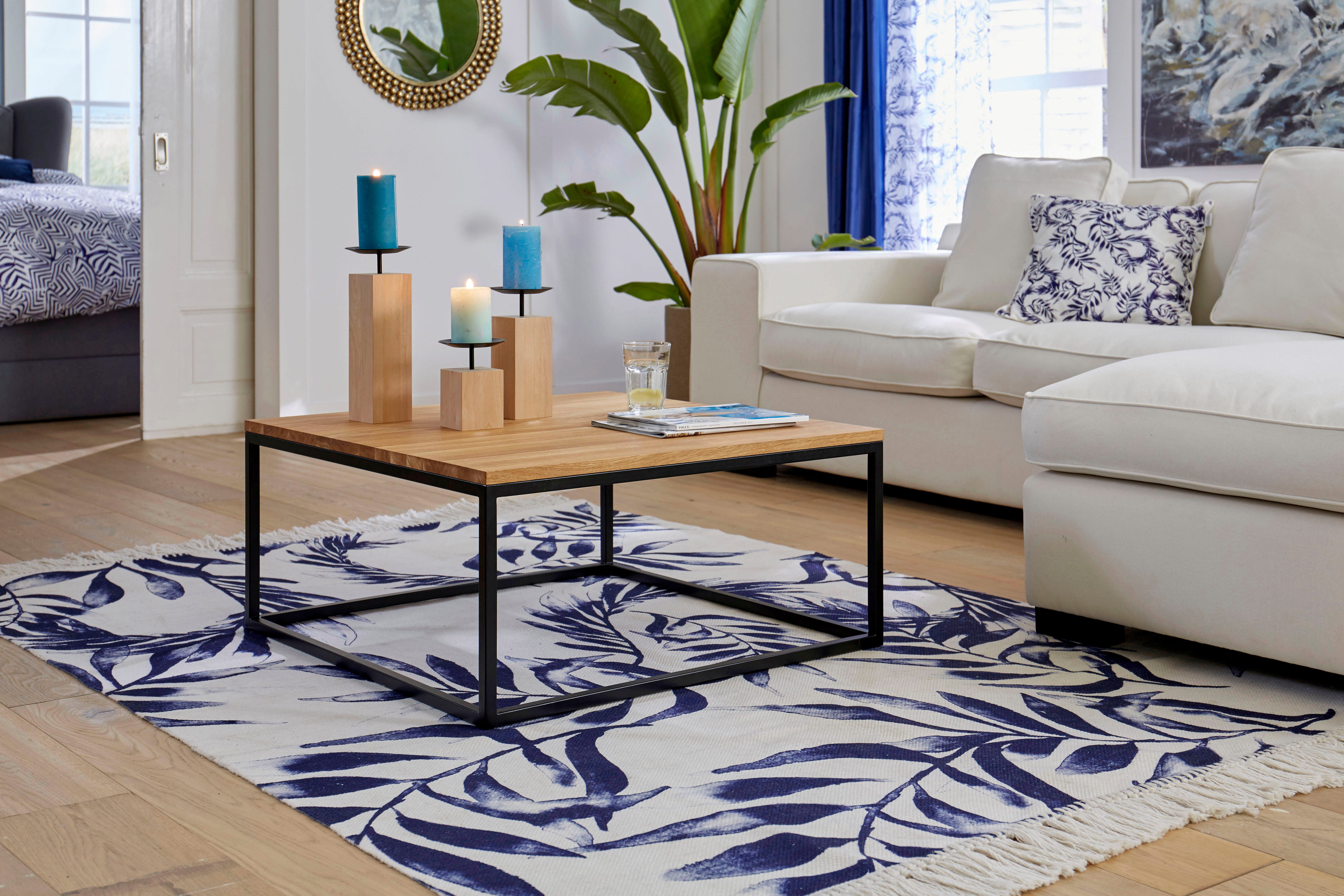 Home affaire Salontafel Voorst van massief eiken en metalen frame