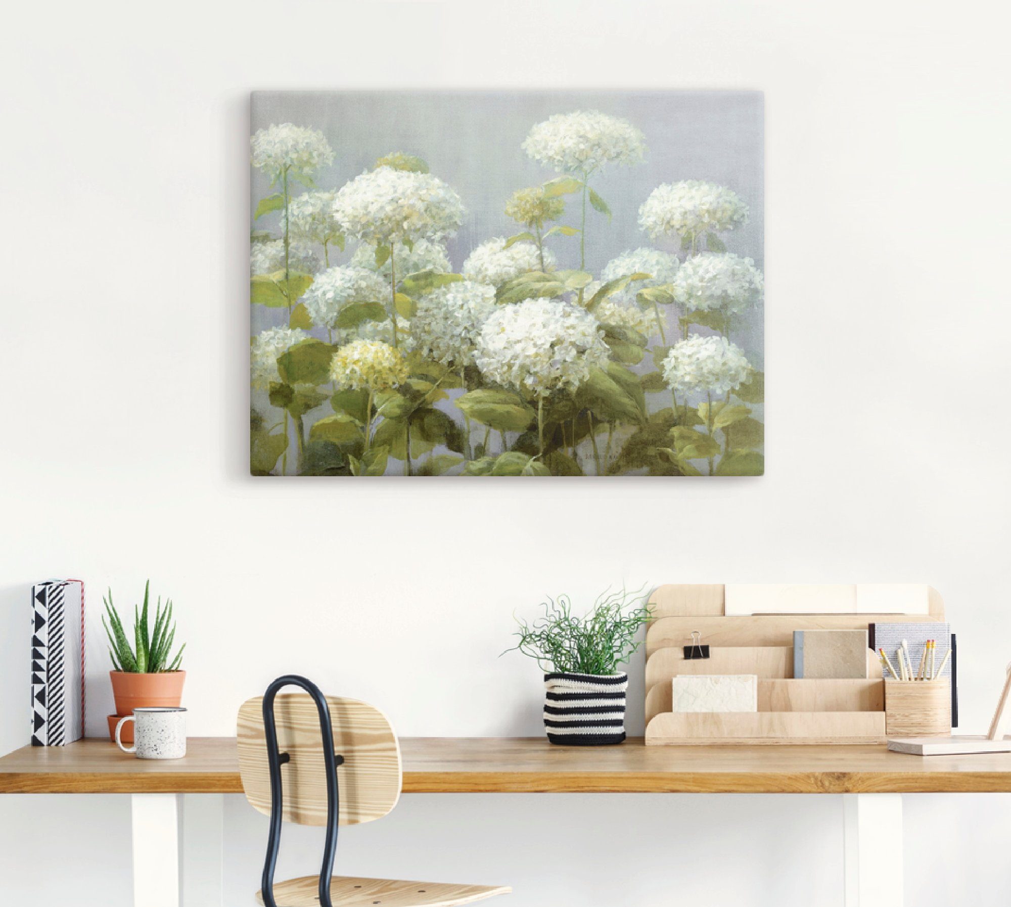 Artland Artprint Witte hortensia's tuin als artprint op linnen, poster, muursticker in verschillende maten