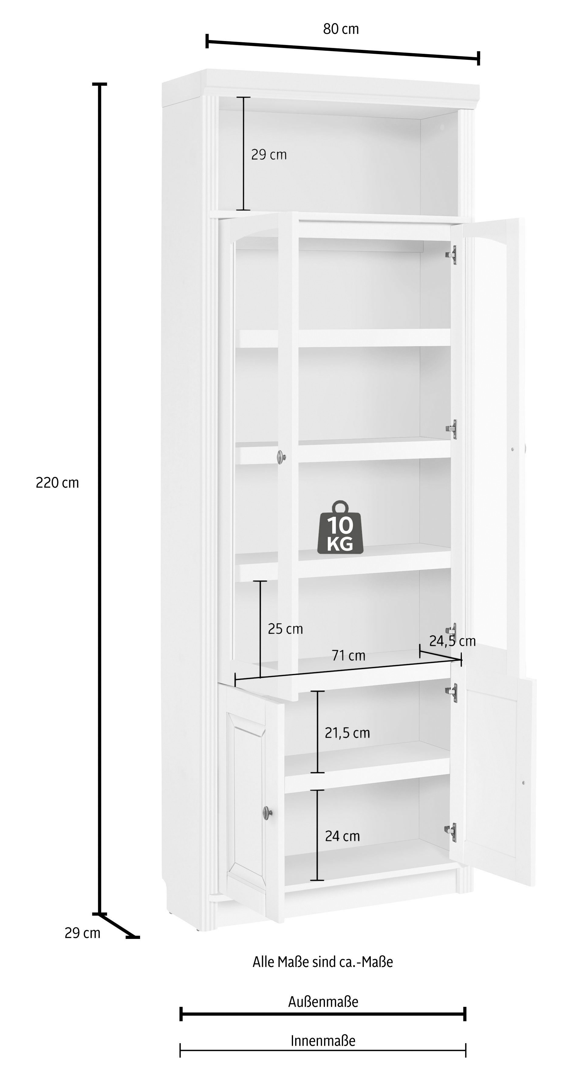 Home affaire Boekenkast Soeren massief grenen, in 2 hoogten, diepte 29 cm, deuren met vensterglas-inzet