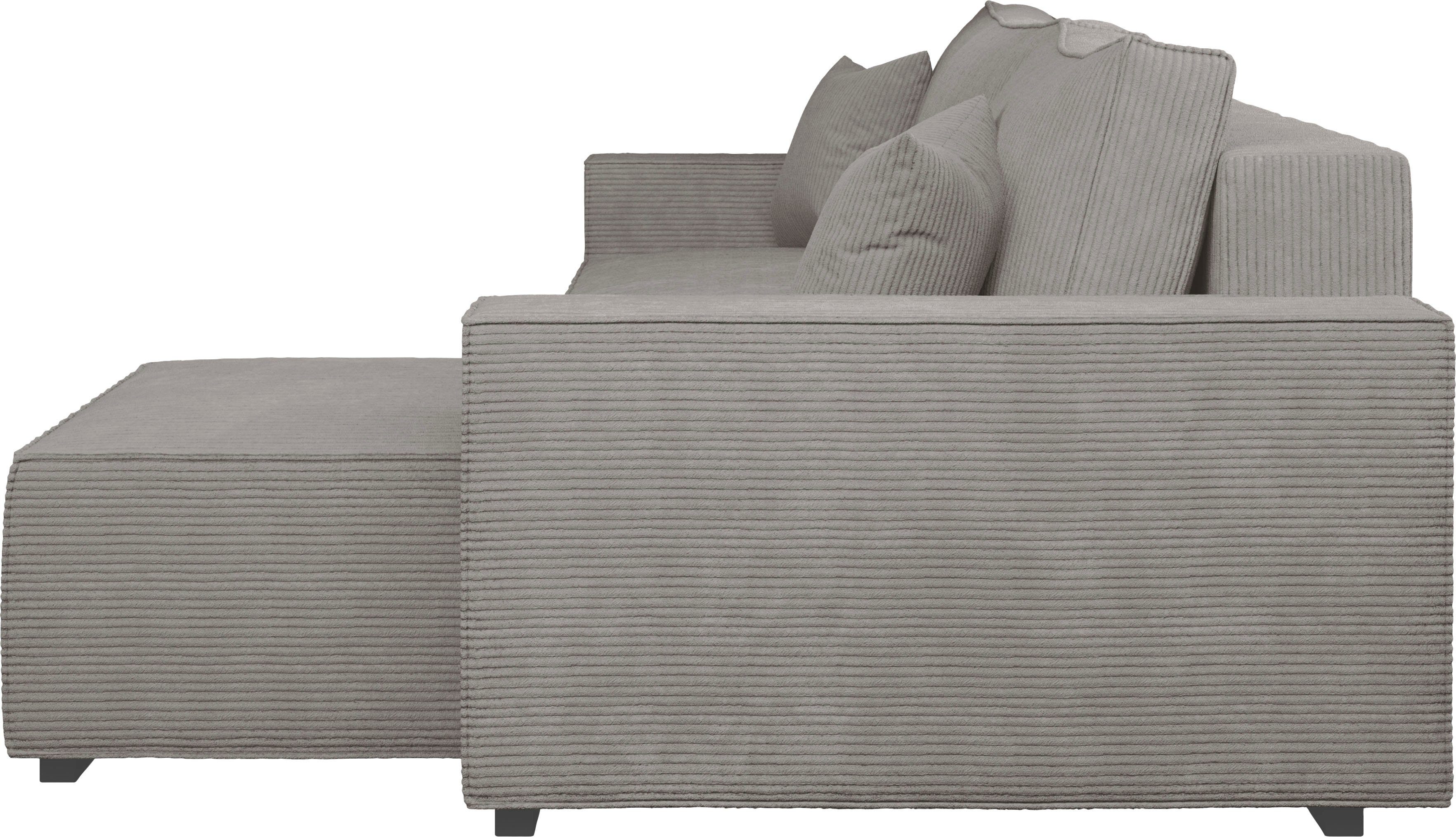 INOSIGN Hoekbank Winton ribfluwelen bank/slaapbank 253 cm Ribfluweel, omkeerbare recamiere, slaapfunctie (130/208 cm), bedbox