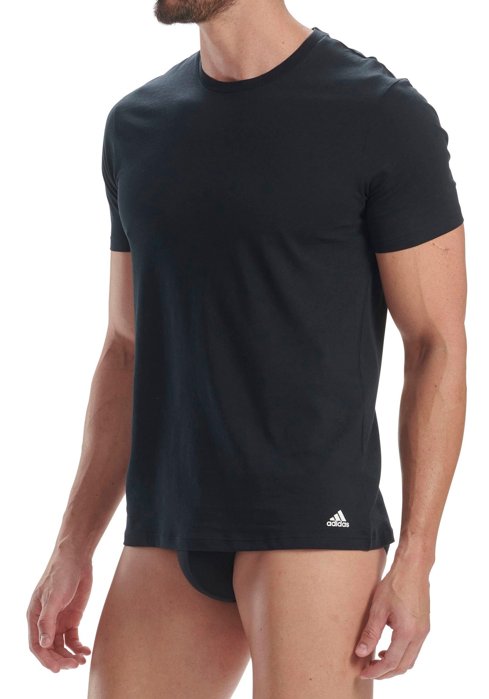 adidas Sportswear T-shirt Active Flex Cotton met ronde hals en slim fit (2-delig, Set van 2)