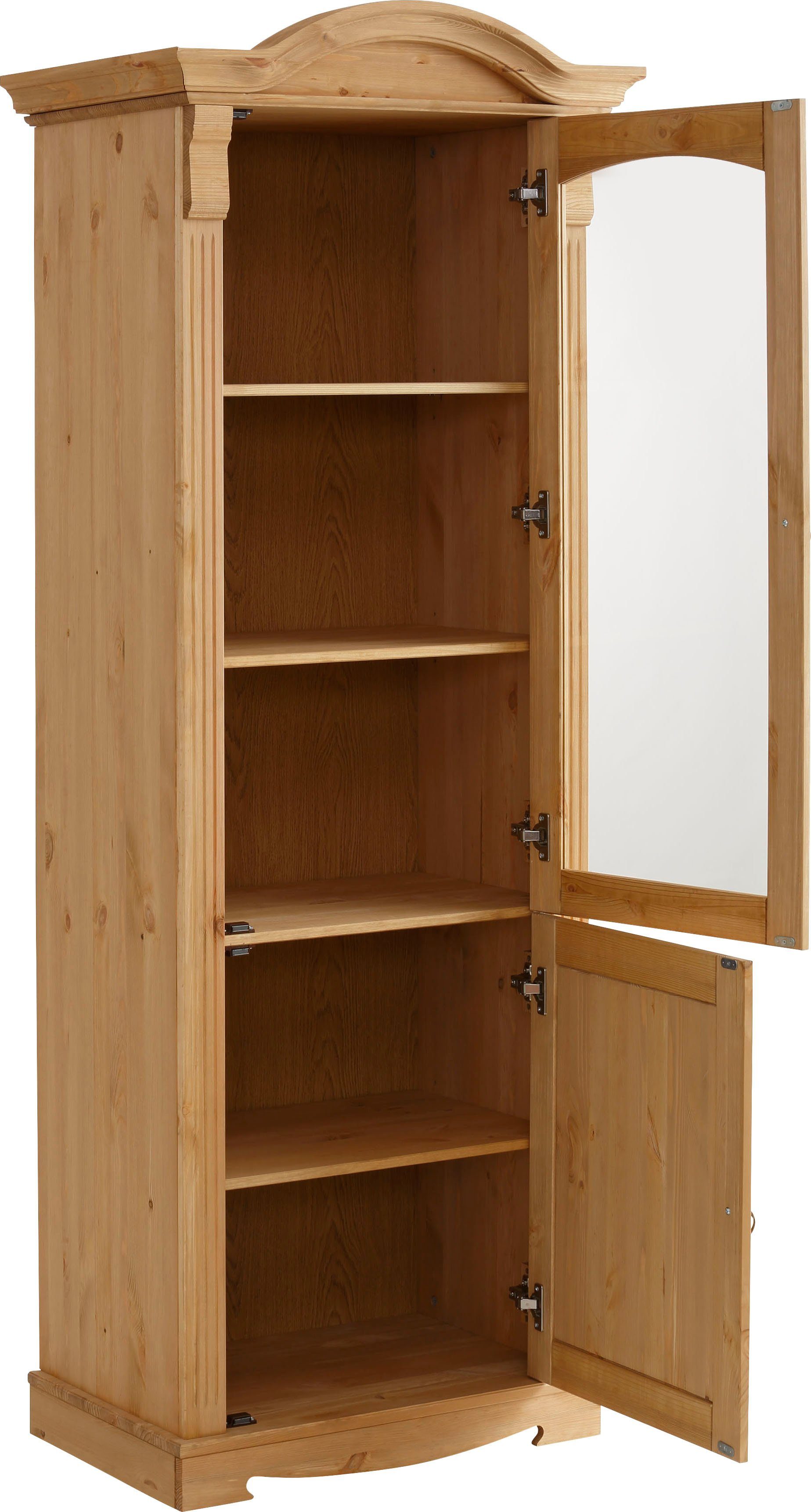 Home affaire Vitrinekast ANNA Breedte 69 cm, hoogte 187 cm, metalen grepen, van massief grenen, FSC®