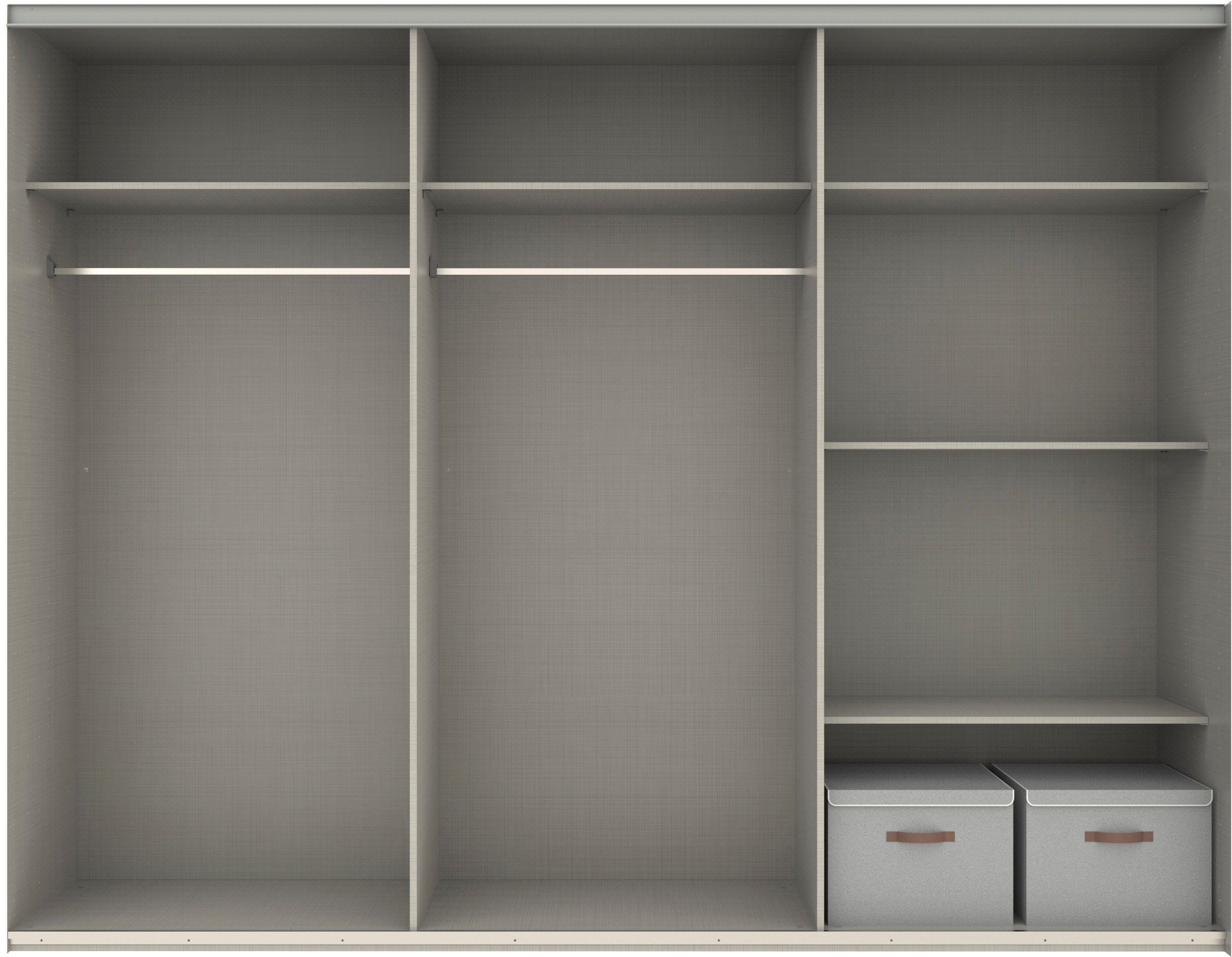 Wimex Zweefdeurkast Barmbek Slaapkamerkast BESTSELLER Garderobekast Kledingkast met 2 stoffen boxen en 2 extra planken, spiegeldeur