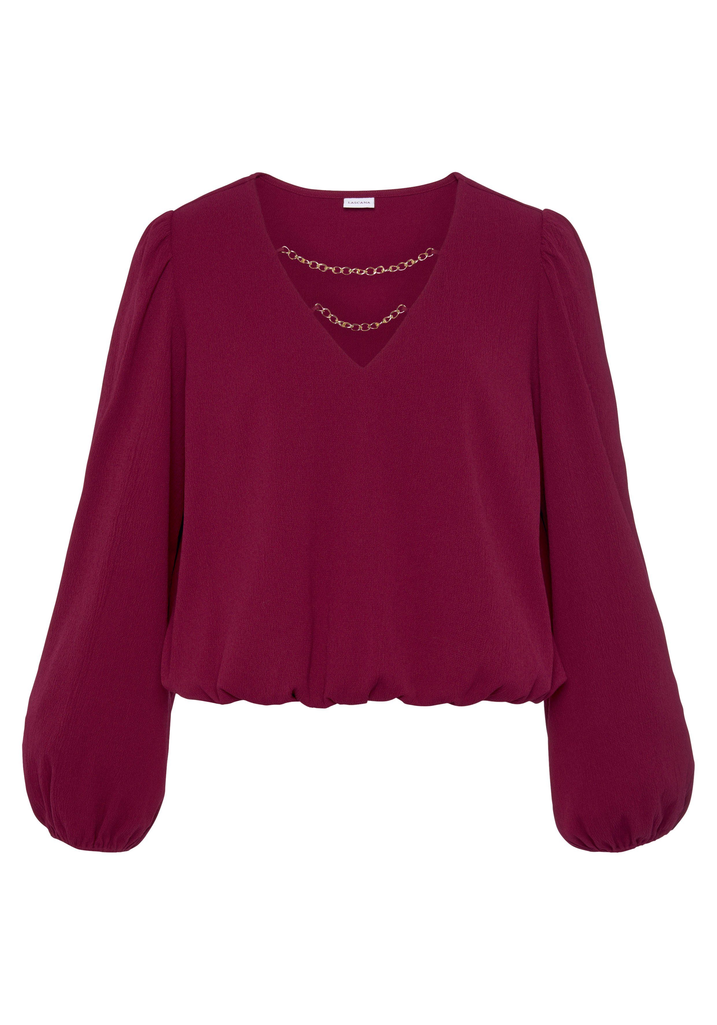 Lascana Blouse zonder sluiting met kettingdetails, elegante damesblouse, modieus, feestelijk