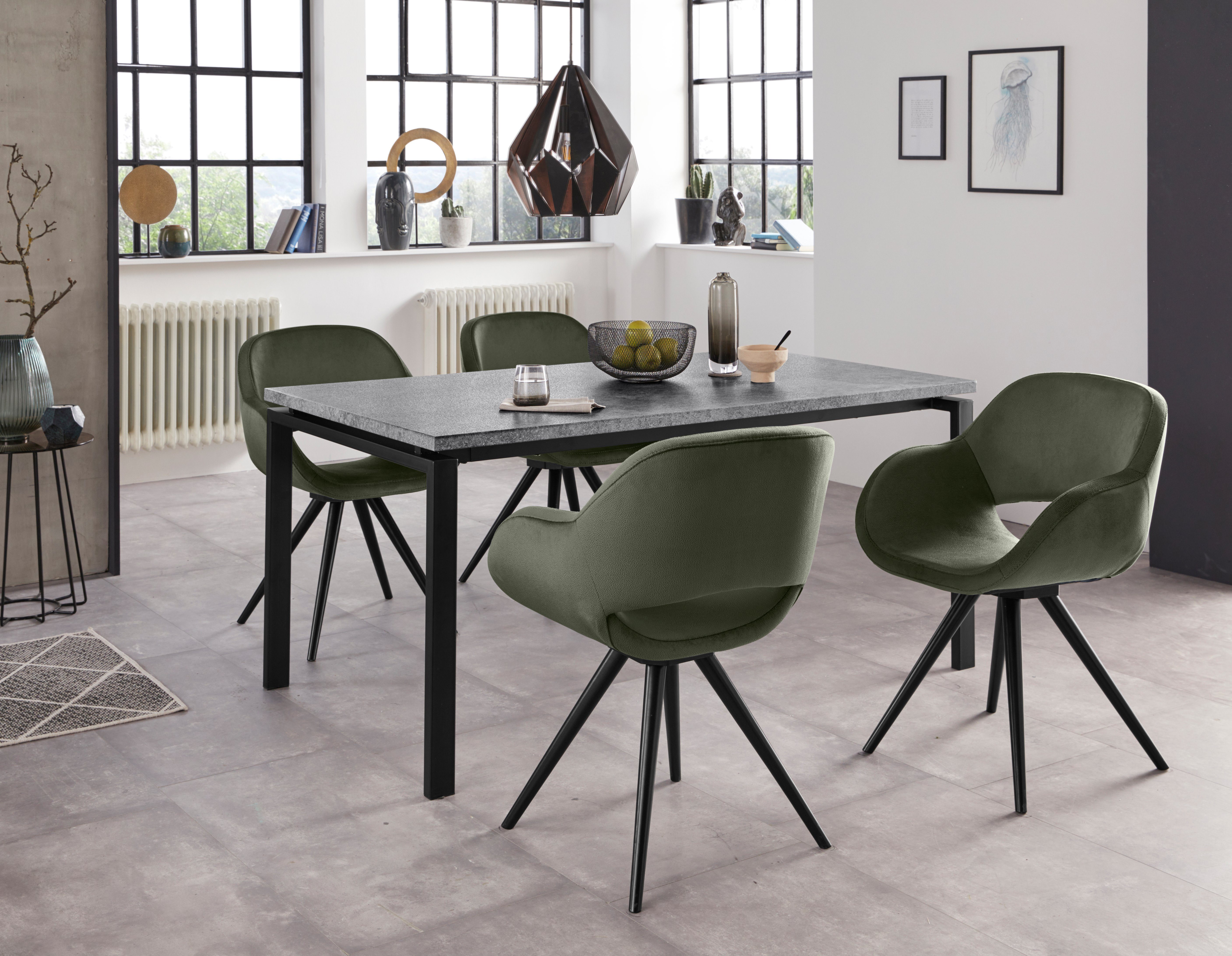 INOSIGN Stoel met armleuningen Aurora Frame van massief beukenhout in zwart gelakt (2 stuks)