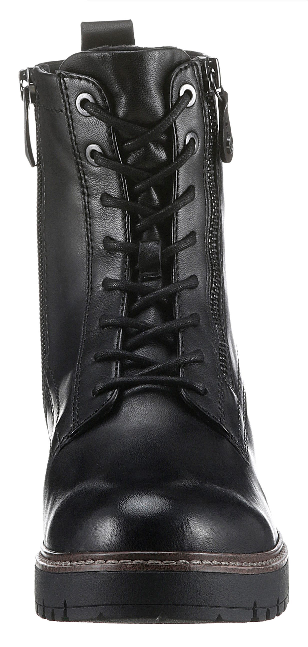 Tamaris Veterschoenen blokhak, veterschoen, combat-boots met contrast-raamnaad