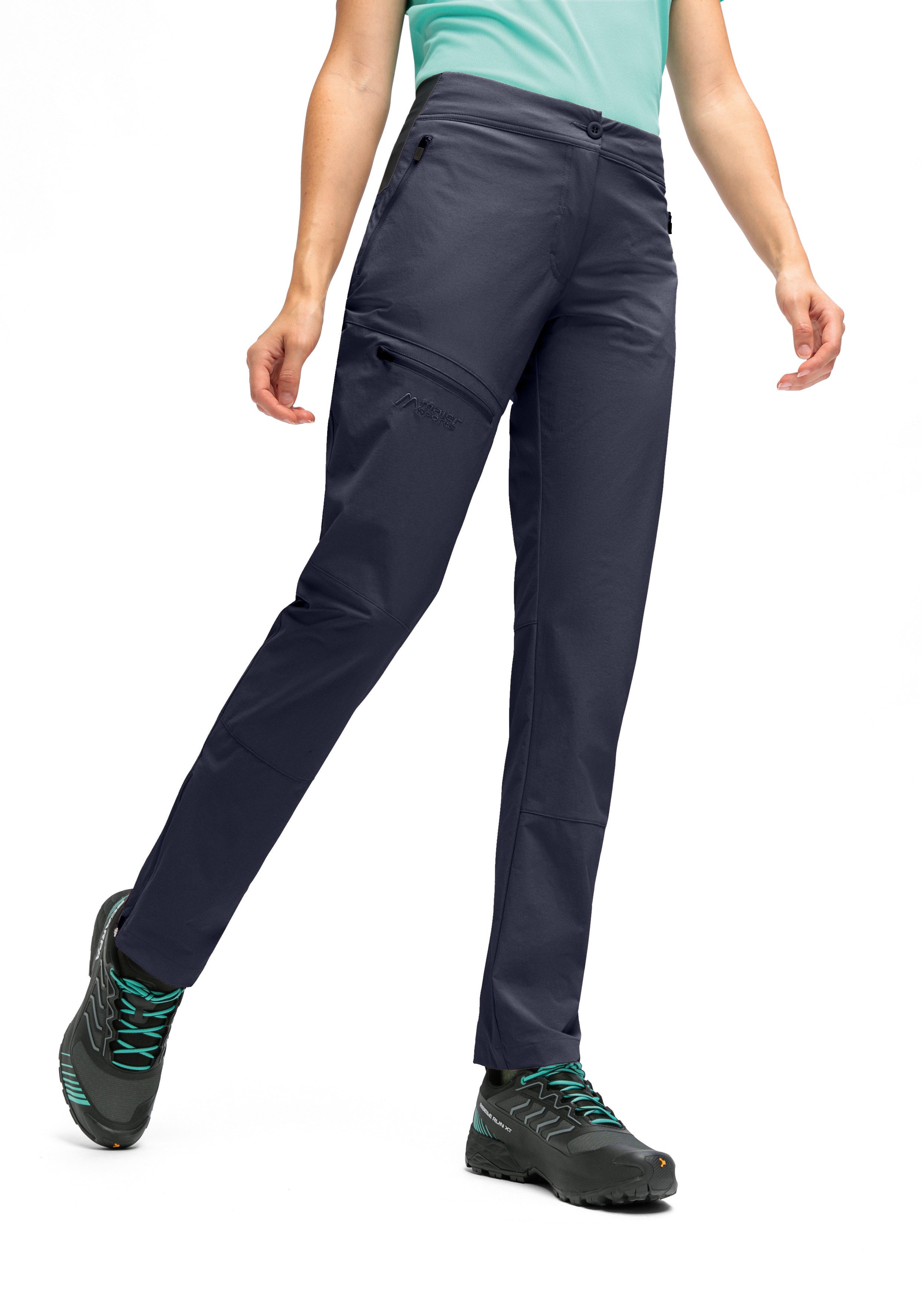 Maier Sports Outdoorbroek Inara slim Vario Dames wandelbroek, functionele broek met variabele tailleband en 4 zakken, slim fit
