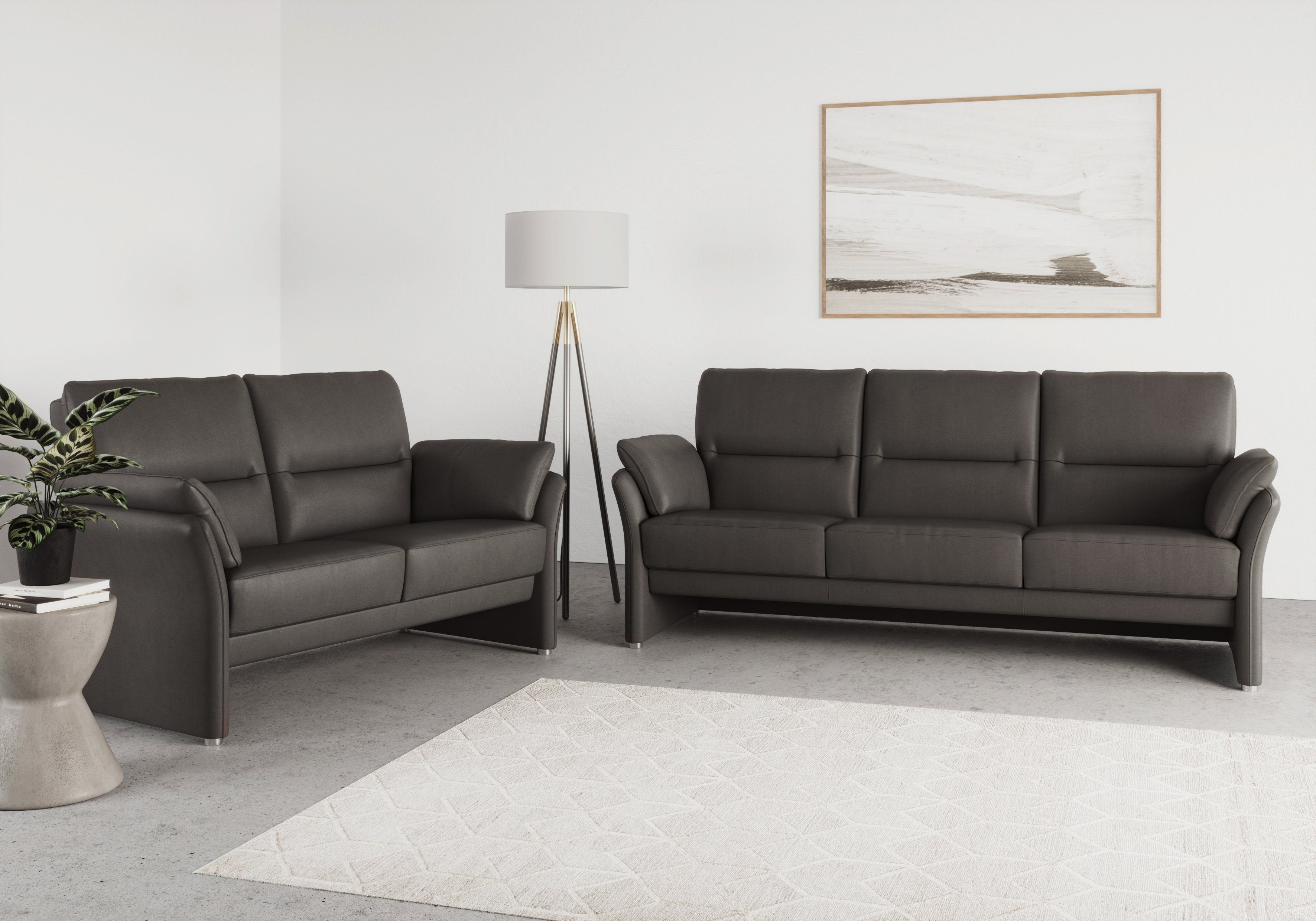 DOMO collection 2-zitsbank Pina elegant en tijdloos, smalle armleuningen, compacte afmetingen