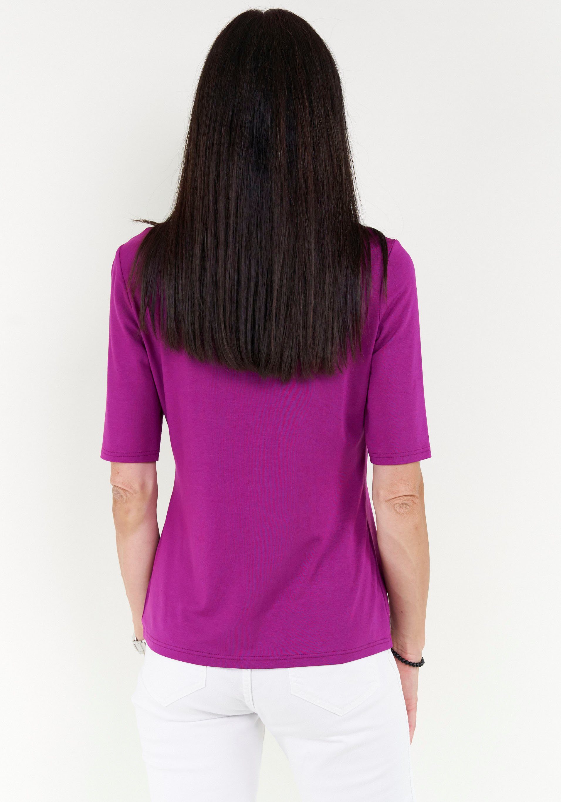 Seidel Moden Shirt met V-hals met halve mouwen van zacht materiaal, made in germany