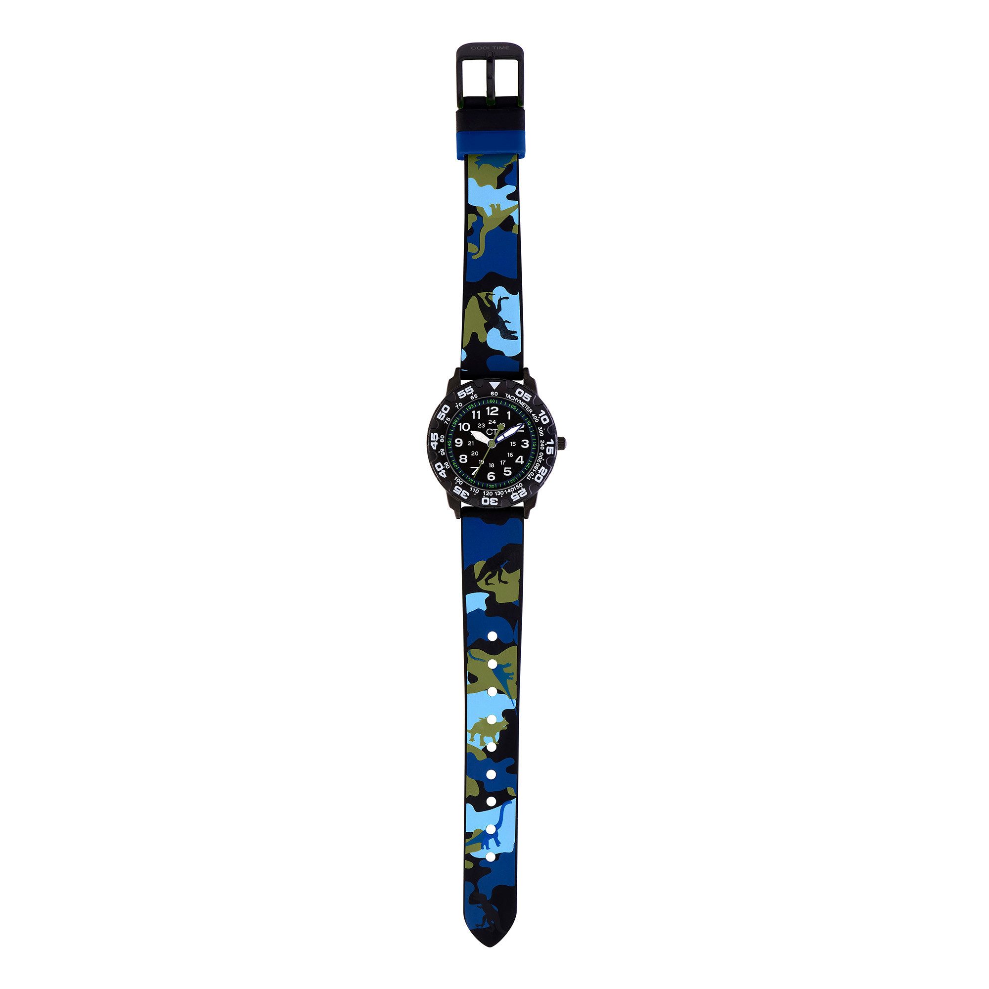 COOL TIME Kwartshorloge The Cool Dino Camouflage Horloge, siliconen armband, kinderhorloge, jongen, analoog