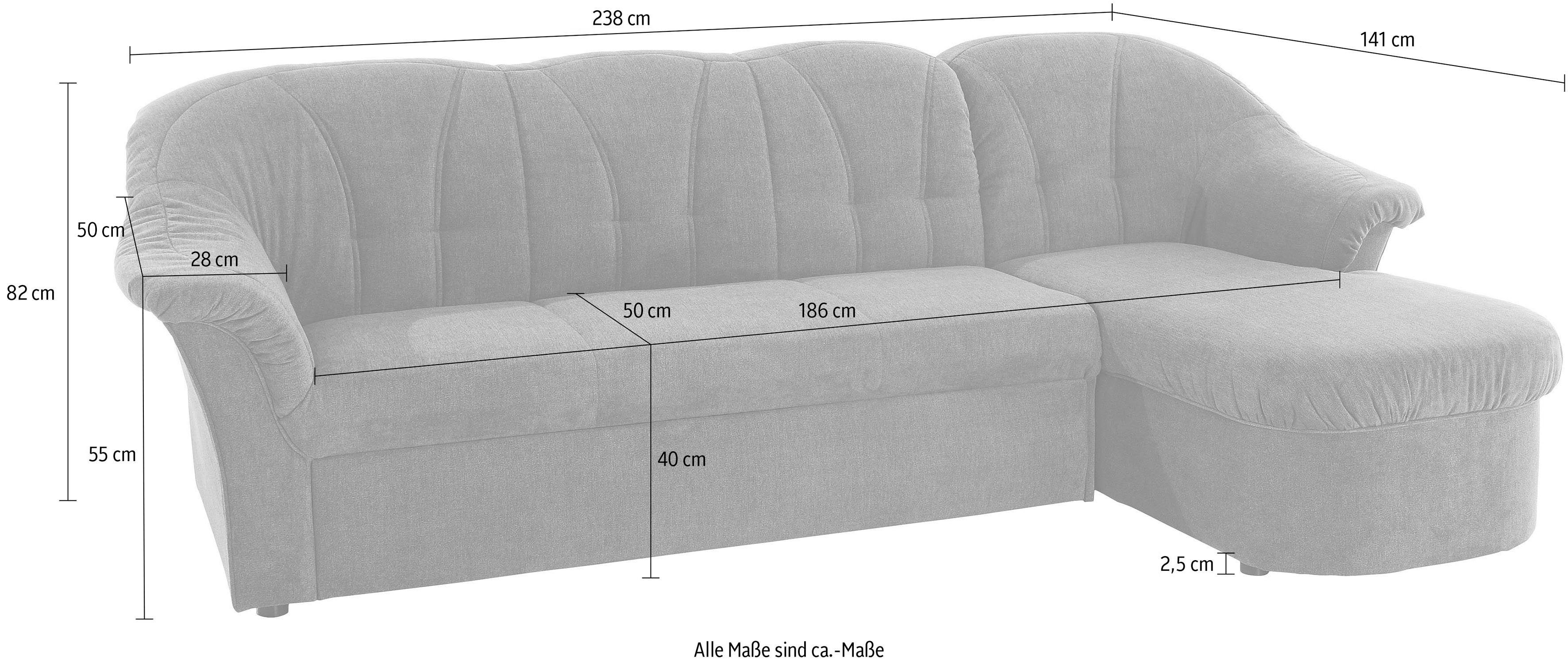 DOMO collection Hoekbank Pegnitz, elegante rugstiksels, comfortabel, L-vorm