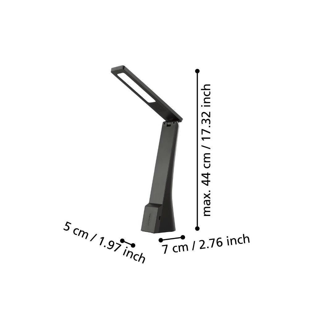 EGLO Tafellamp LA SECA LED tafellamp, zwart, touchsensor, dimbaar, USB Tafellamp met touch, dimbaar, bureaulamp, led-bureaulamp