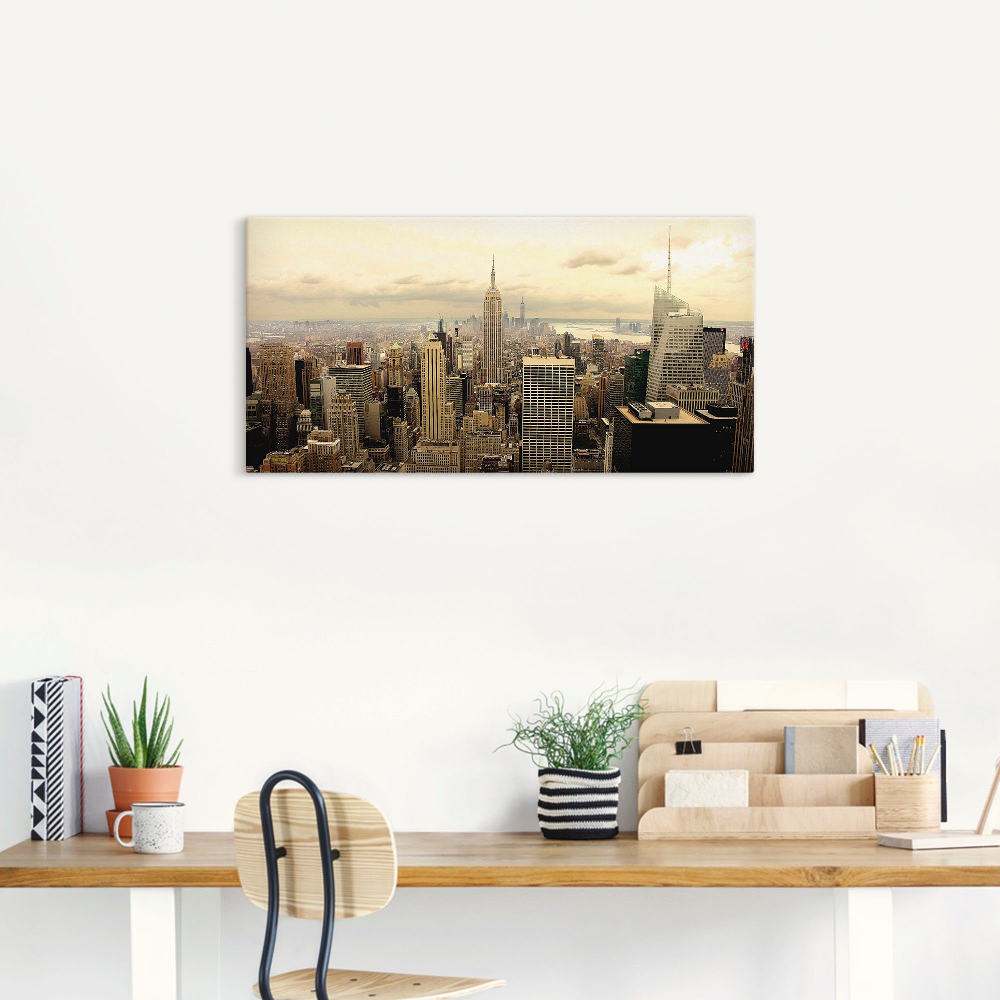 Artland Artprint Skyline Manhattan - New York als artprint van aluminium, artprint voor buiten, artprint op linnen, poster, muursticker