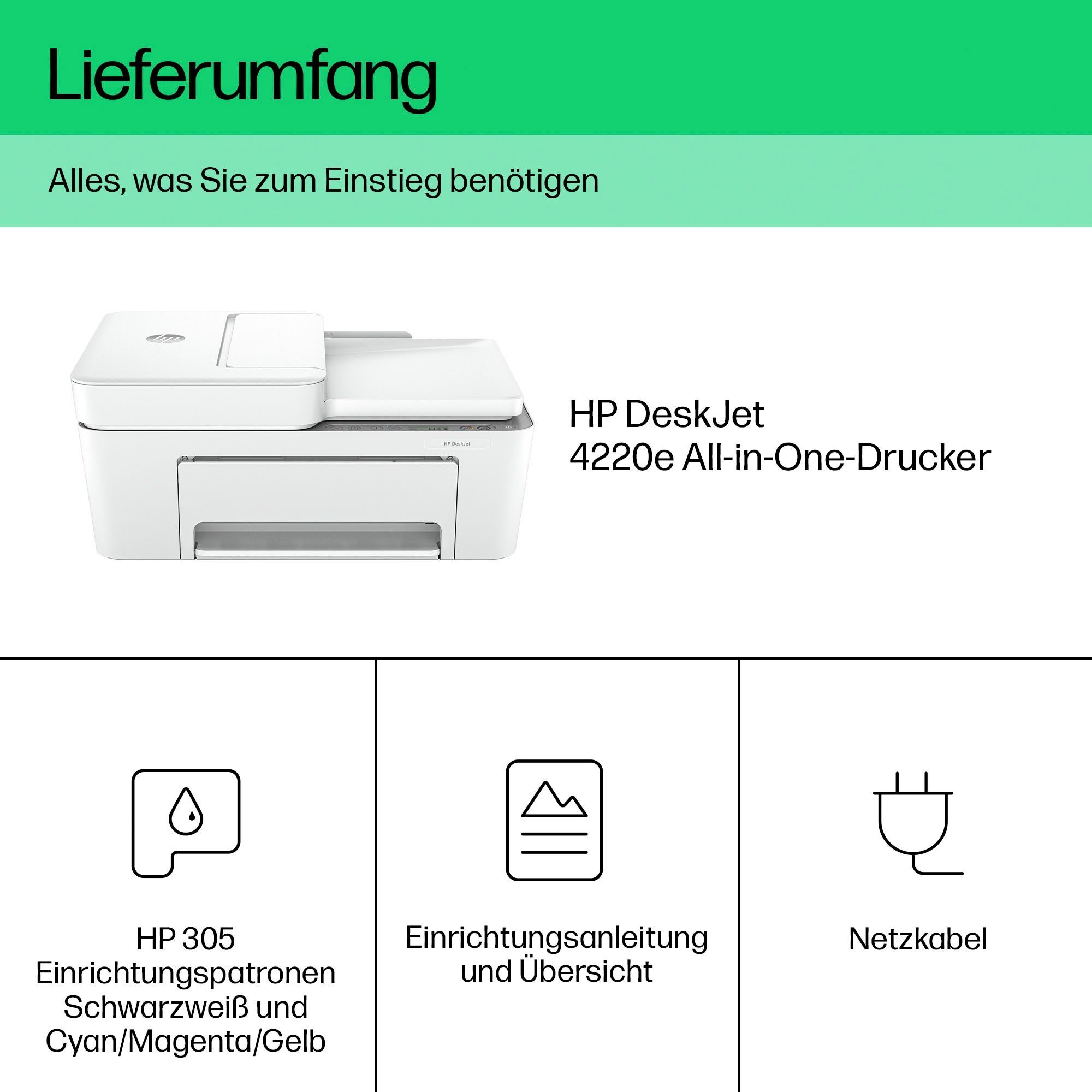 HP All-in-oneprinter DeskJet 4220e inclusief 3 maanden gratis printen met hp instant ink