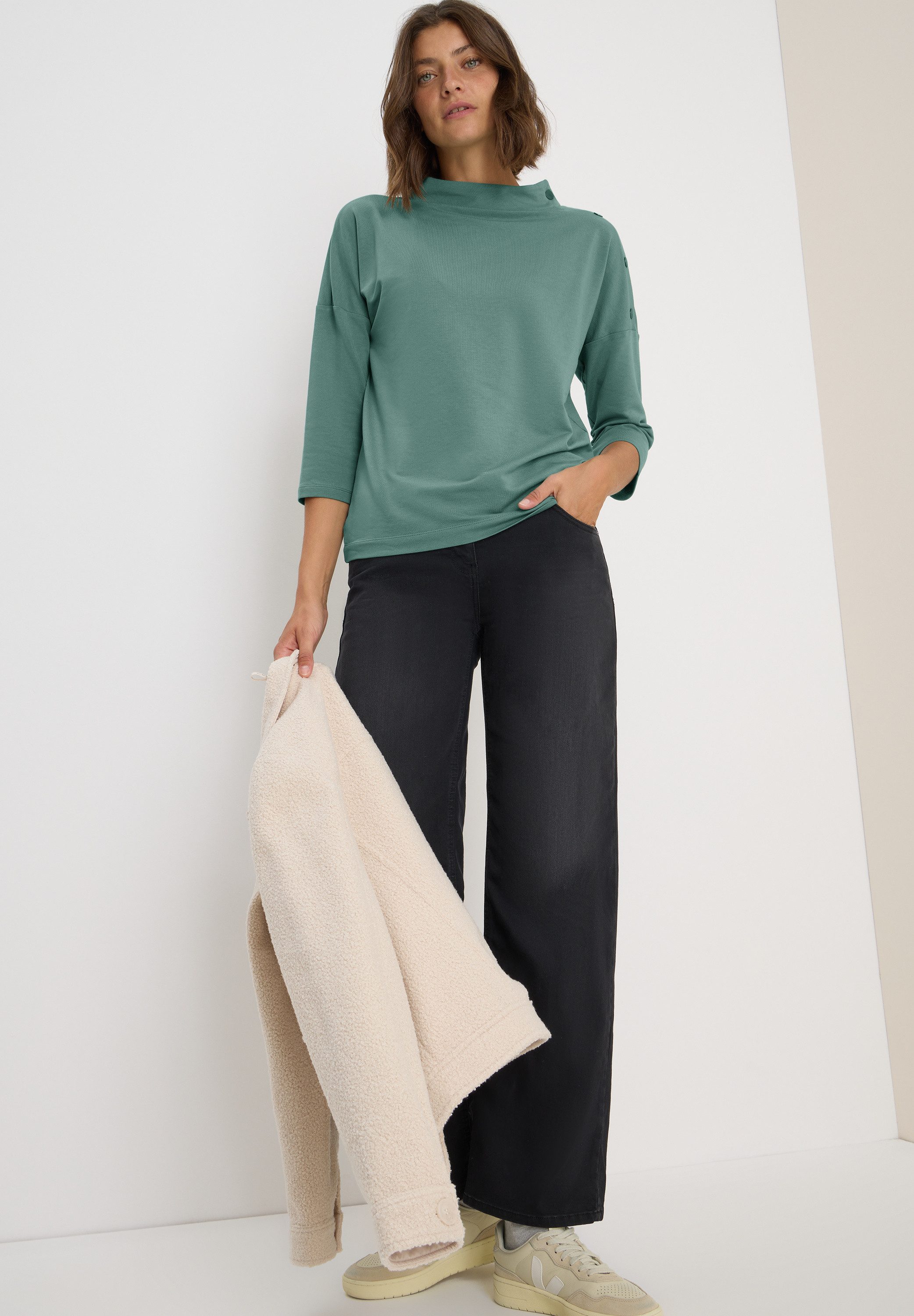 Cecil Shirt met 3/4 mouwen met knoopdetail