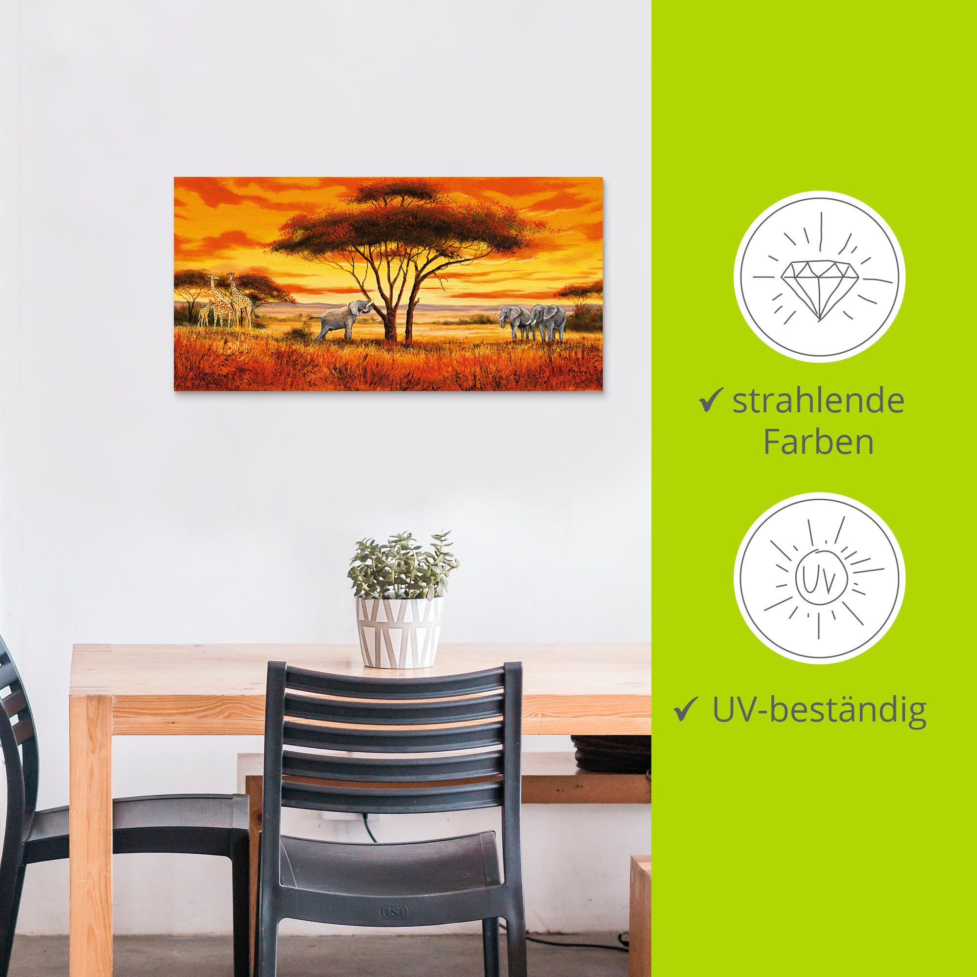 Artland Artprint Afrikaans landschap II als artprint van aluminium, artprint op linnen, muursticker, verschillende maten