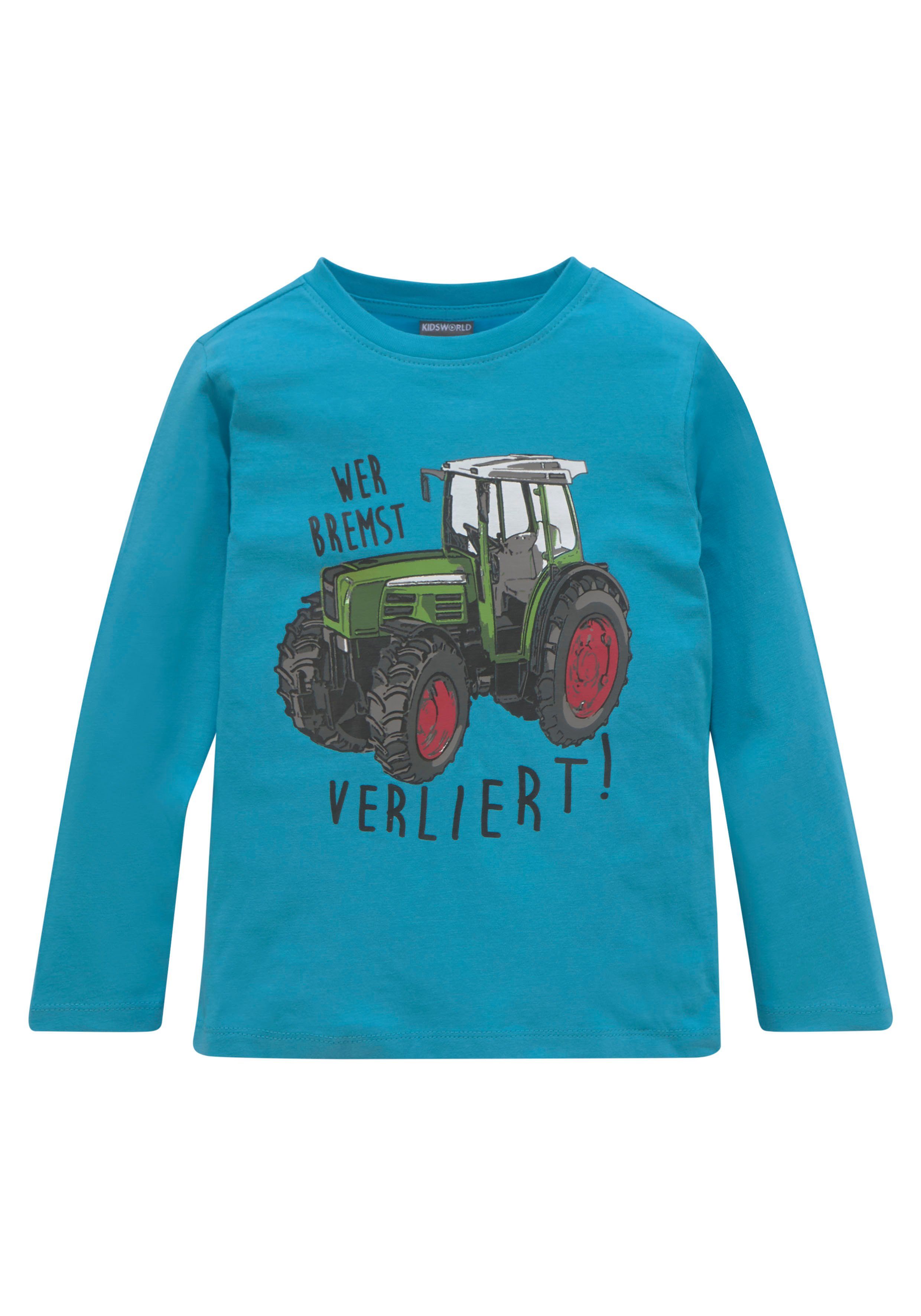 KIDSWORLD Shirt met lange mouwen Tractoren Langarm, basic pasvorm, bedrukt (2-delig, Set van 2)