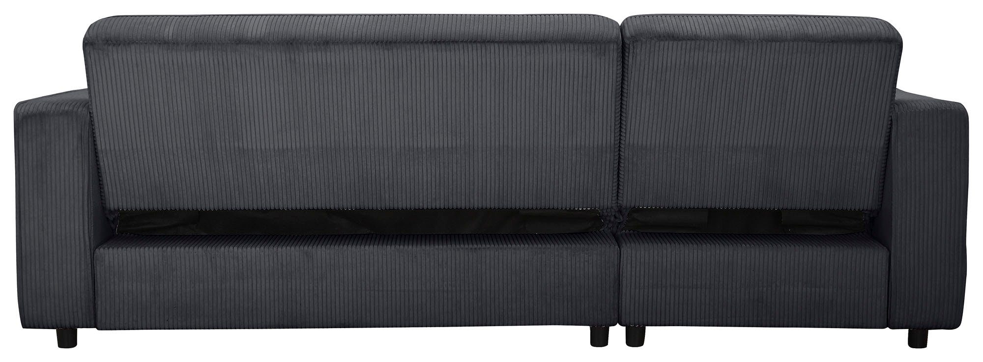 Dorel Home Hoekbank Allie slaapbank 230 cm met relaxfunctie in de rugleuning Slaapbank functie (108/194,5 cm), trendy ribfluweel of onderhoudsvriendelijk velours