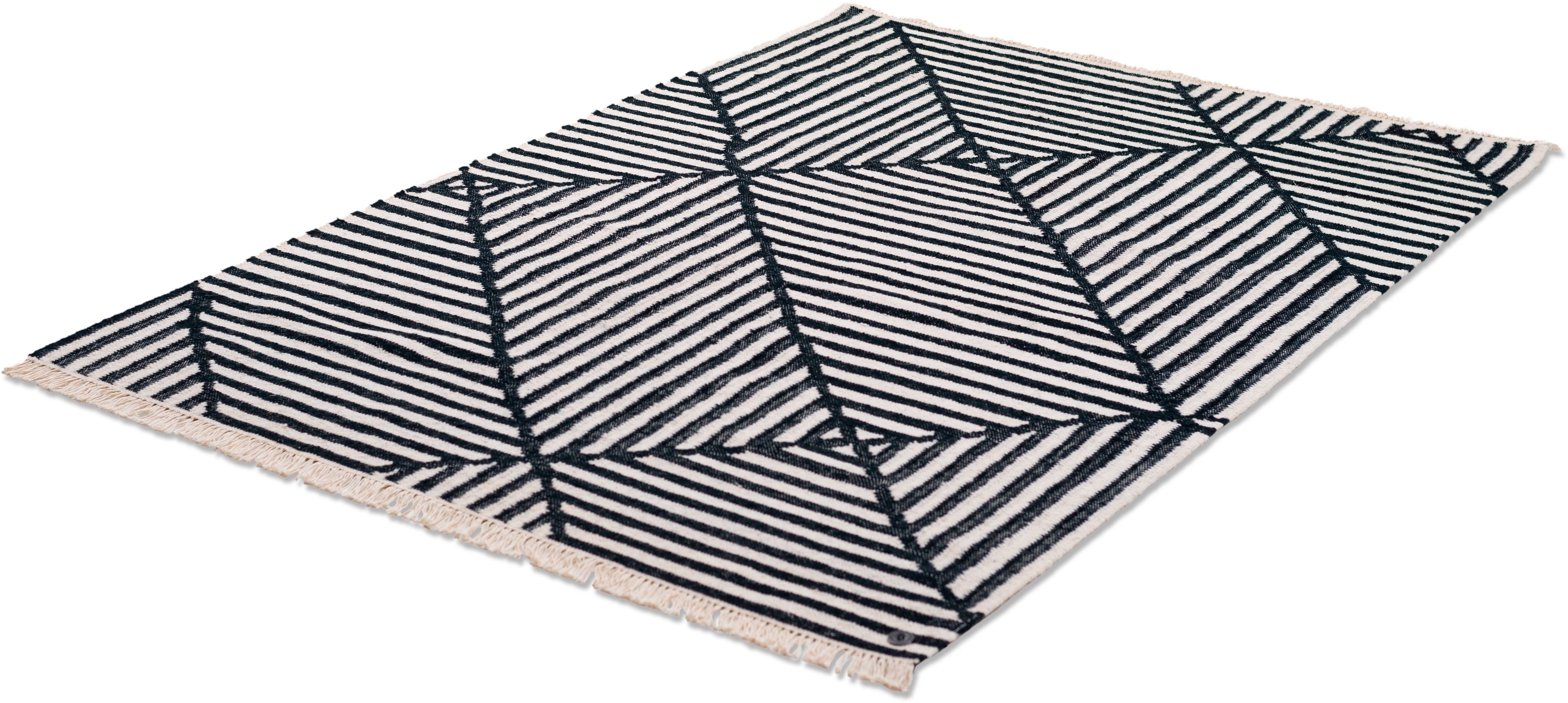 TOM TAILOR HOME Vloerkleed Criss Cross met de hand geweven, met franje, boho-stijl