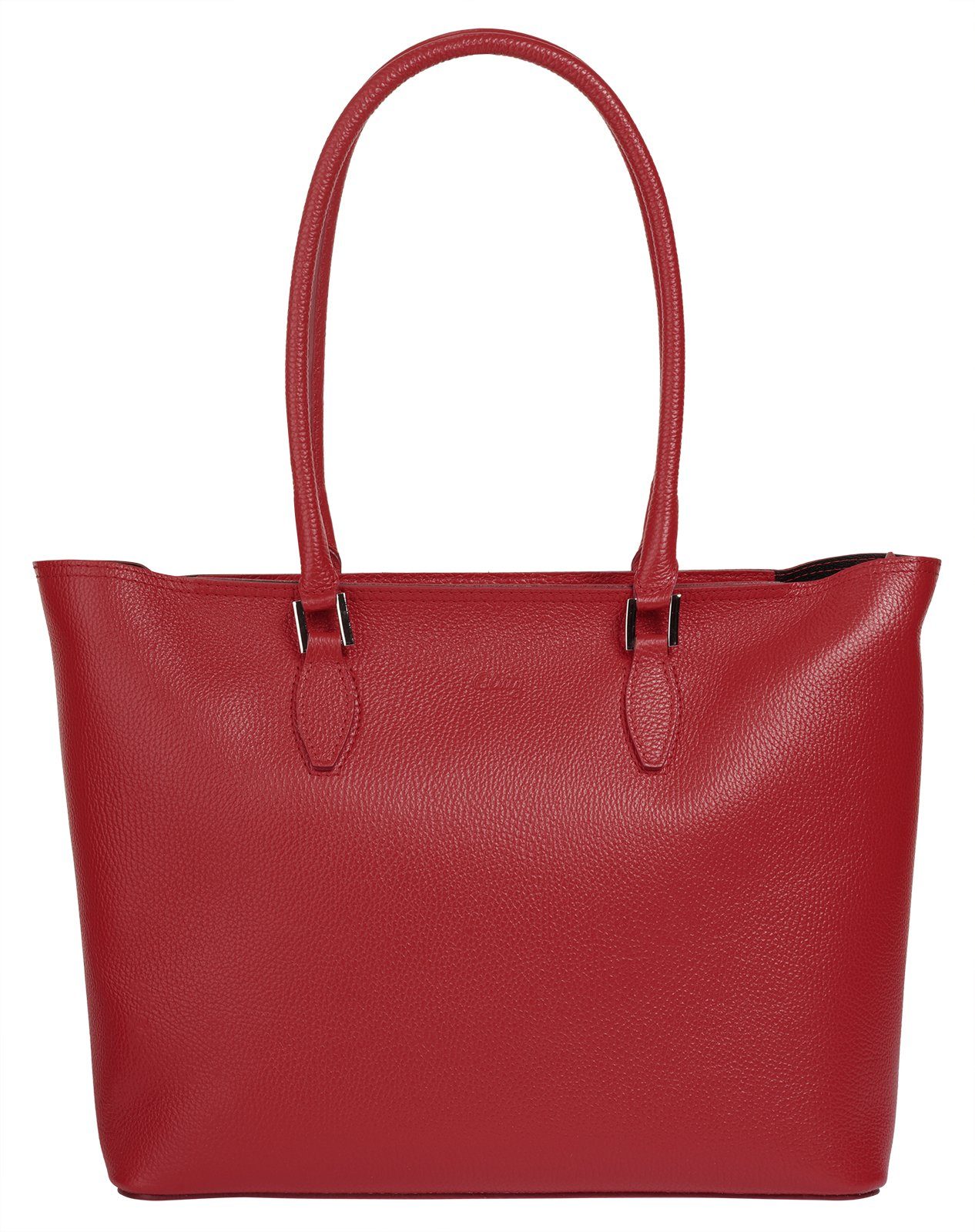 Cluty Shopper echt leer, made in italy dames shoppers maat Onesize rood