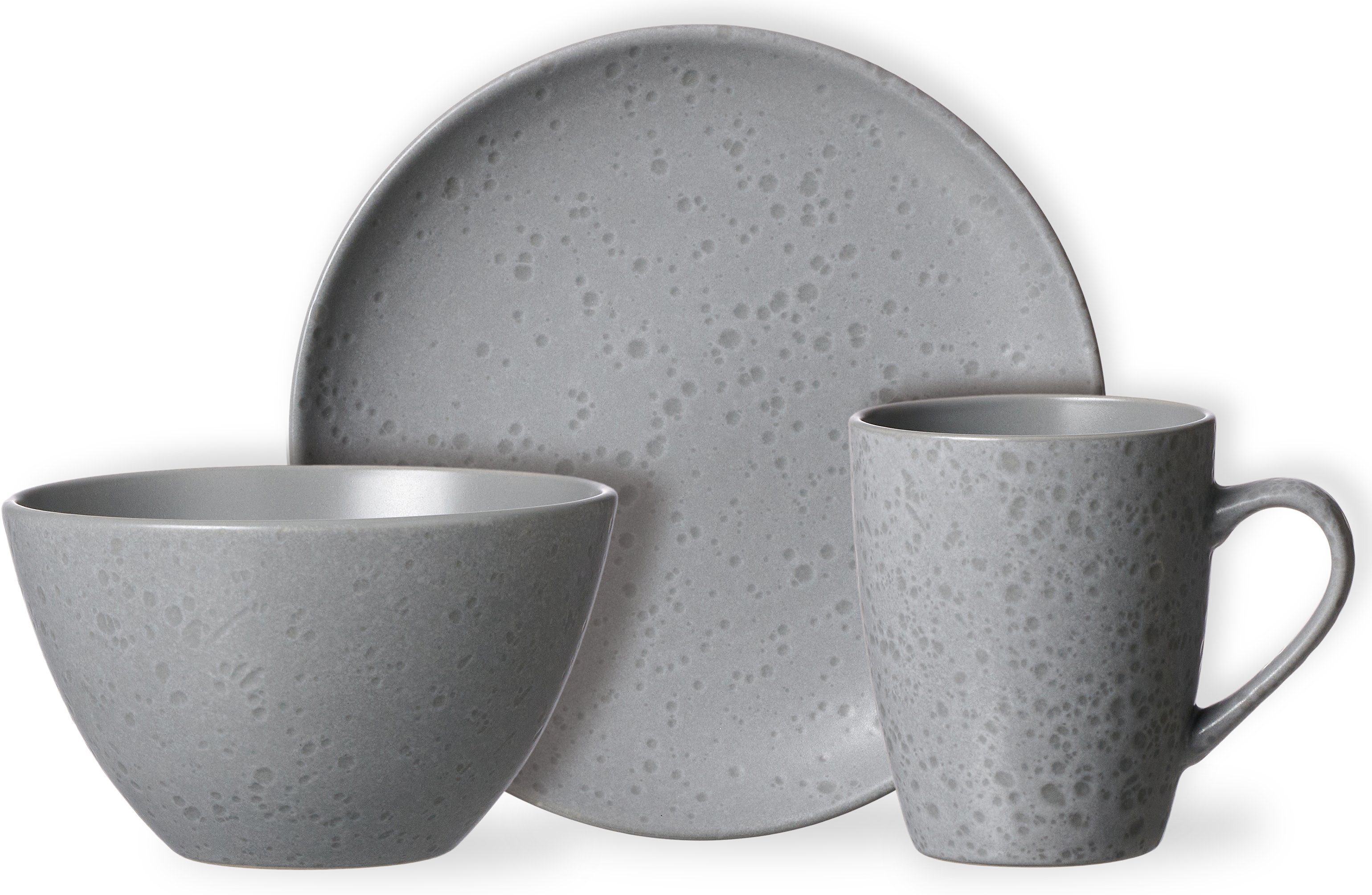 Ritzenhoff & Breker Ontbijtserviesset Servies, Kitwe (bord, schaal, koffiebeker) Reactief glazuur, elk exemplaar is uniek, 12 delen, voor 4 personen (set, 12-delig)