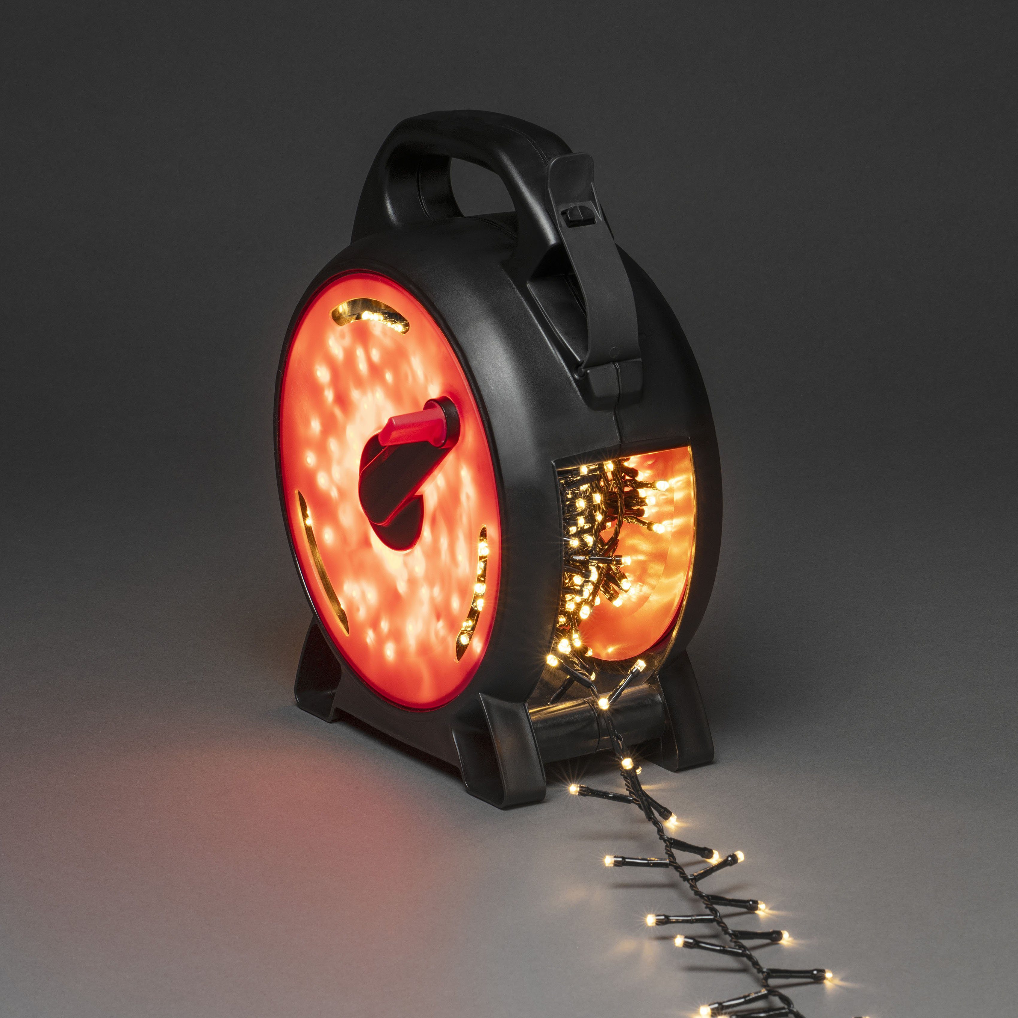 KONSTSMIDE Led-lichtsnoer Micro-led Compactlights lichtsnoer met kabelhaspel, zwart/rood (1 stuk)