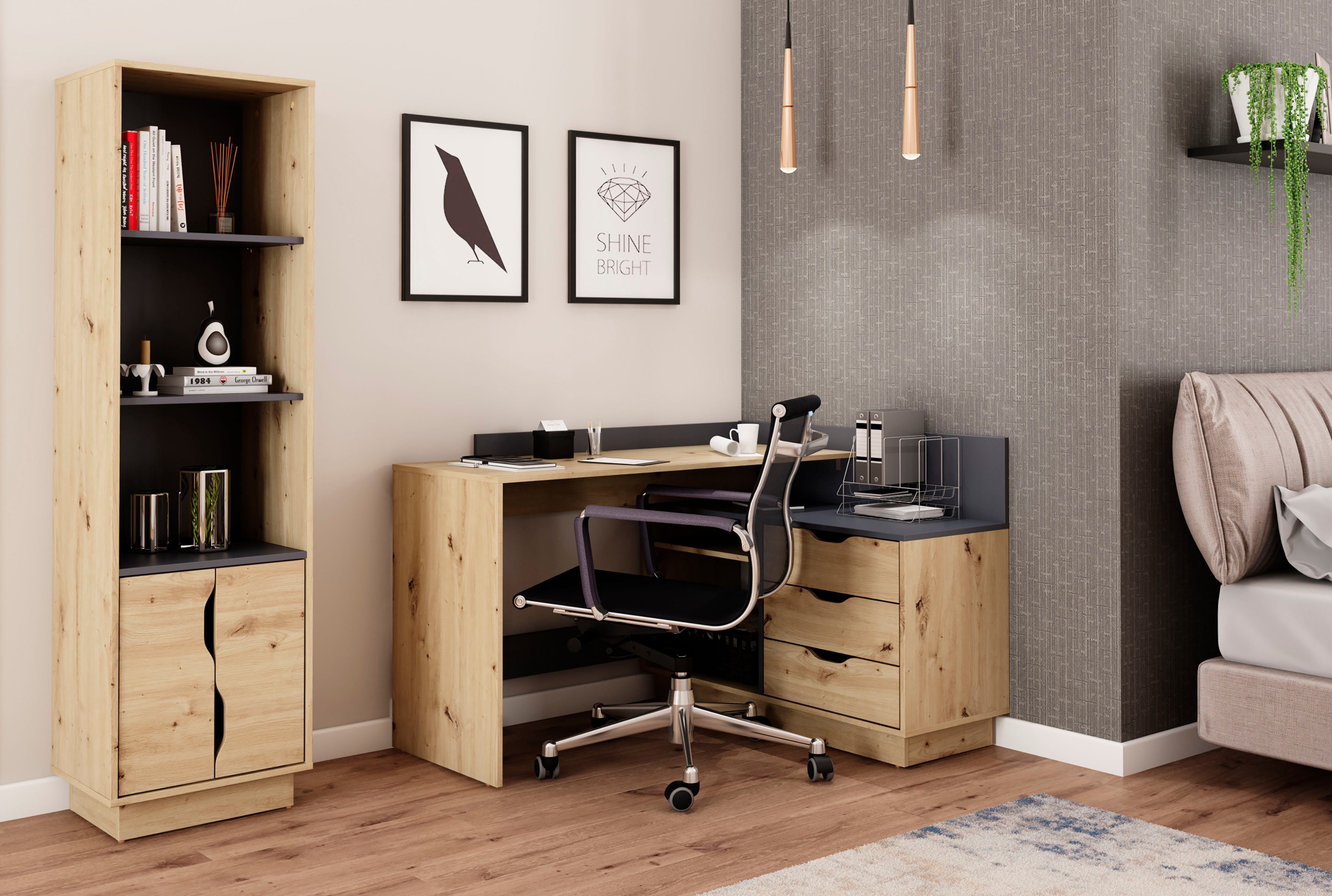 byLIVING Hoekbureau Bern met veel opbergruimte, breedte 129 cm, rechts of links monteerbaar