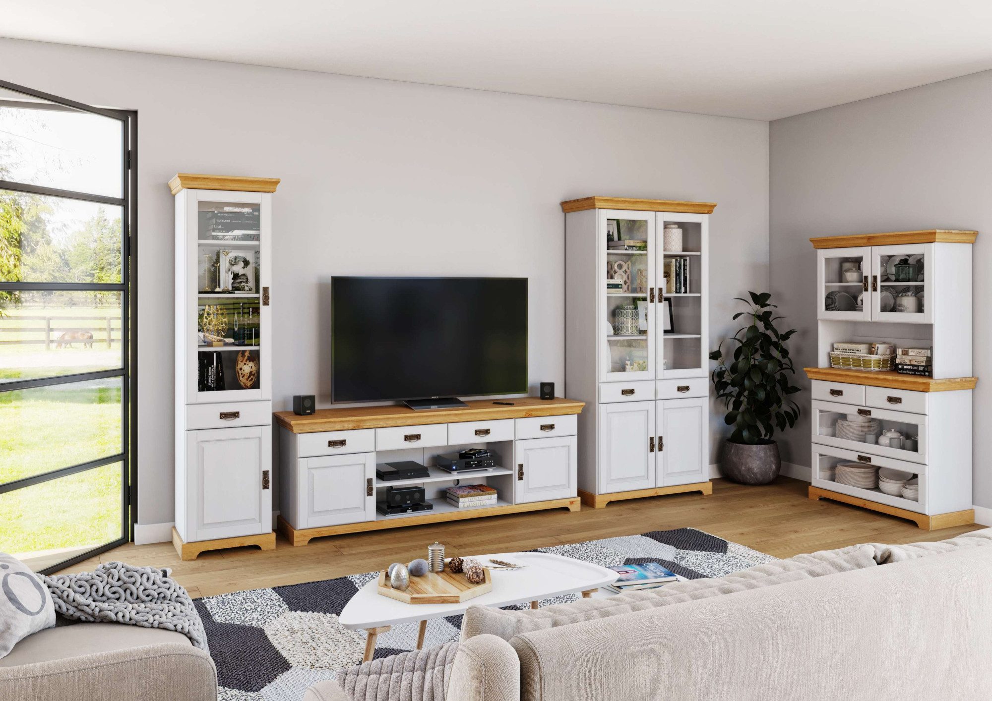 Home affaire Buffetkast Rügen gecertificeerd massief hout, hoogte 168 cm, in landhuisstijl