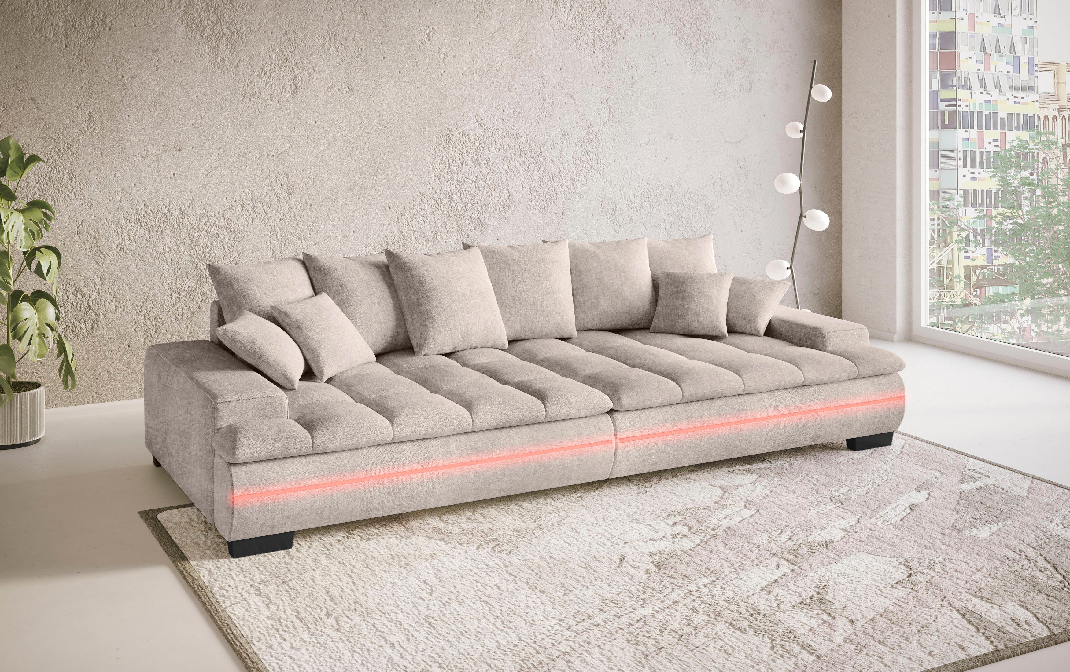 Mr. Couch Megabank Haiti II RGB-LED RGB-LED verlichting, met ambachtelijk gemaakte comfort-stiksel