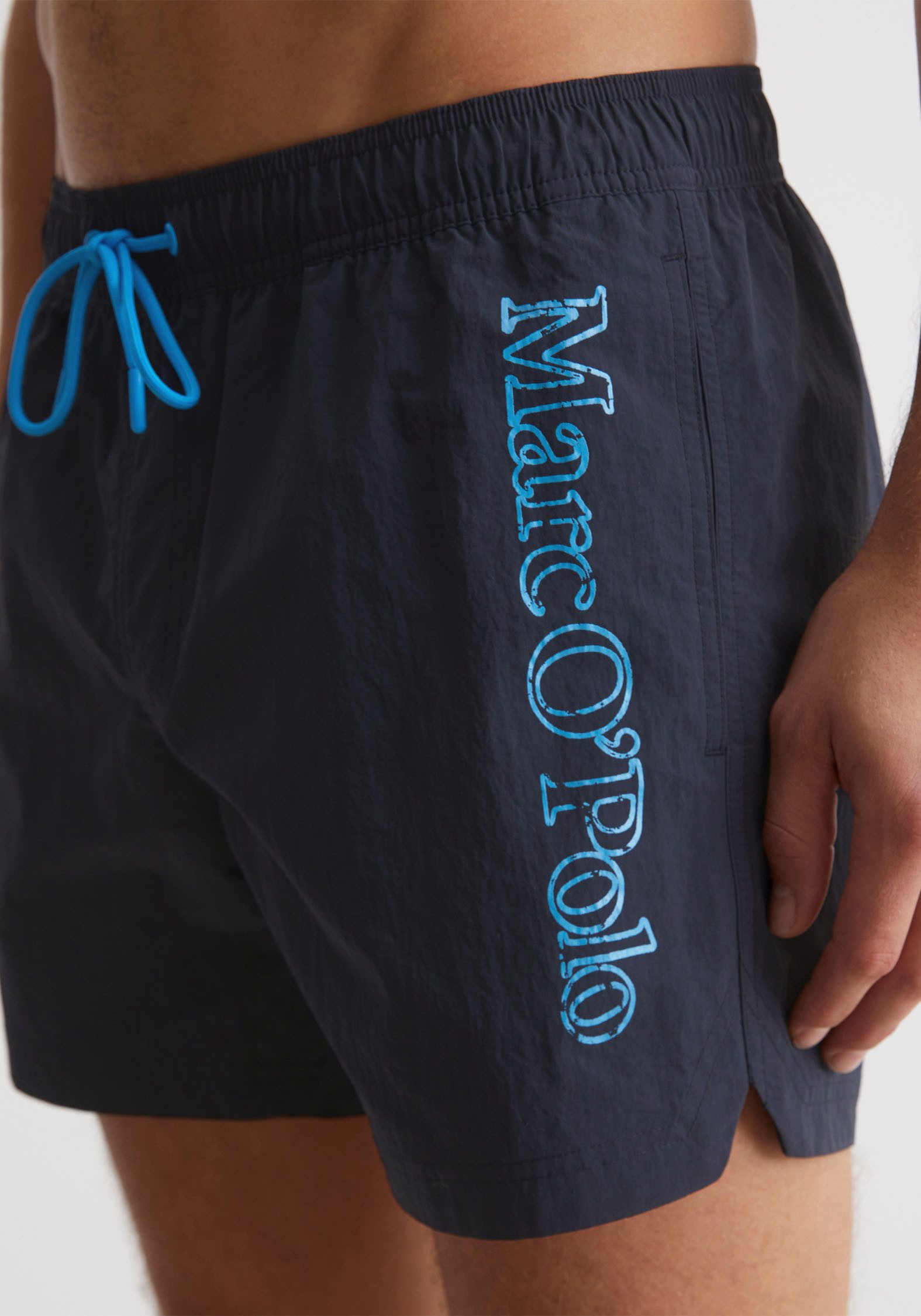 Marc O'Polo Zwemshort Essentials Beach Jersey met zijlijk opdruk-ontwerp
