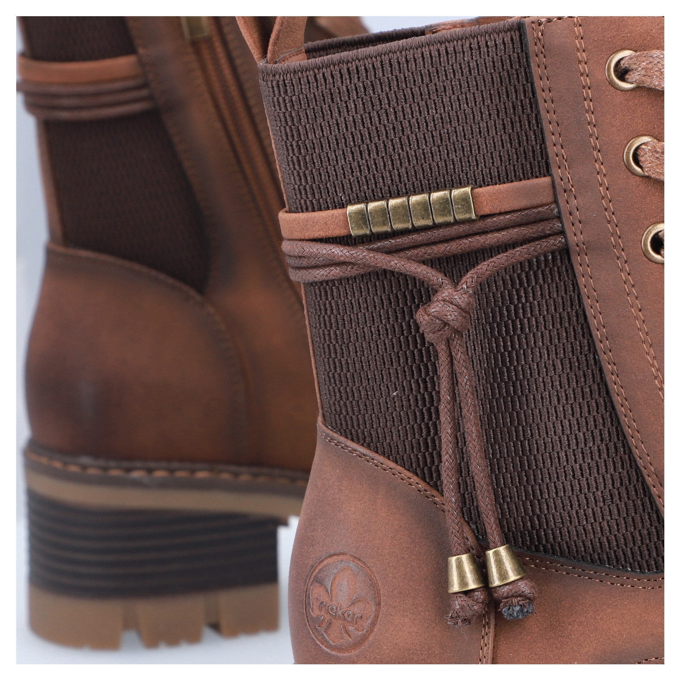 Rieker Winterlaarsjes lace-up boots, ankle boots, block heel, with zipper
