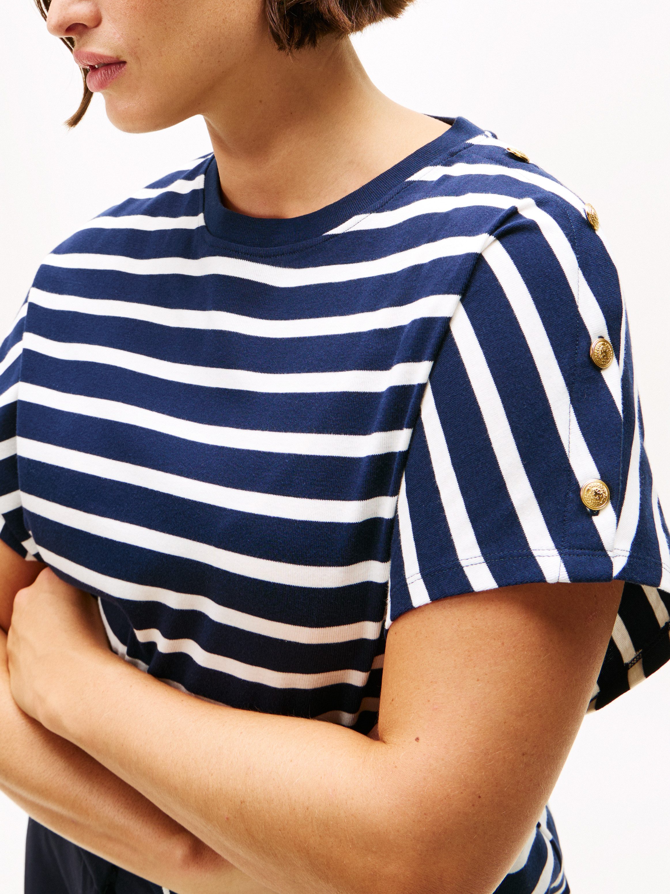 Tommy Hilfiger Curve Shirt met korte mouwen CRV GOLD BUTTON SS TEE