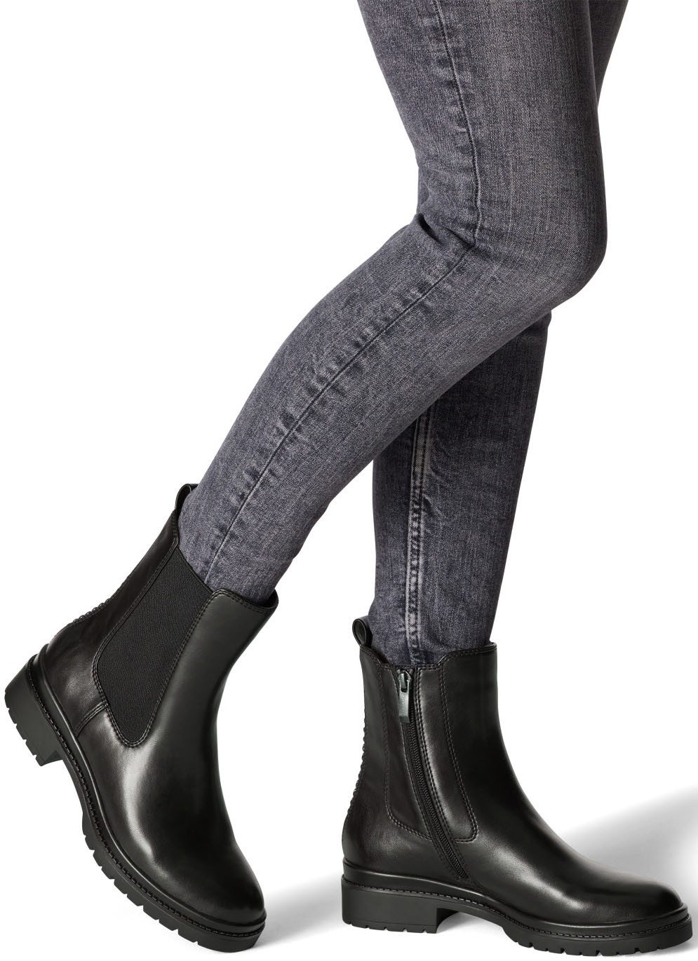 Tamaris Chelsea-boots blokhak, business schoen, enkellaars met comfortabele stretch-inzet