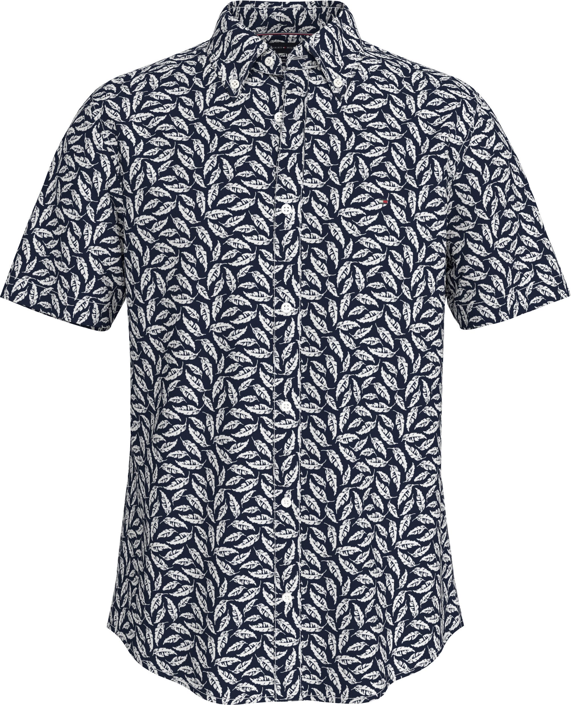 Tommy Hilfiger Overhemd met korte mouwen LINEN BLEND PRINT S/S RF SHIRT modieuze print, met linnen aandeel