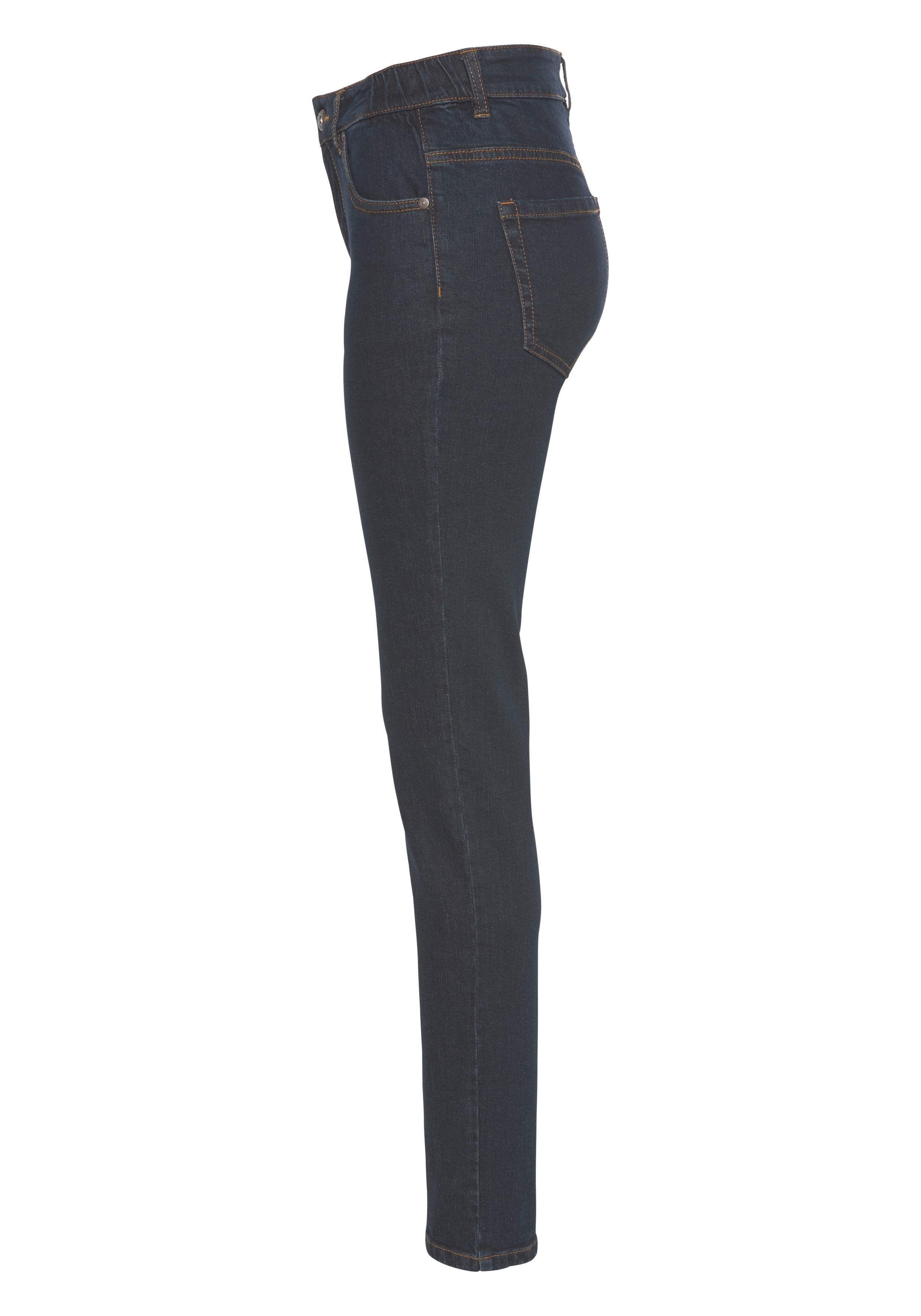 Arizona Slim fit jeans Tailleband met zij-elastiek inzet smalle pasvorm, skinny jeans, used-wassing, hoge taille