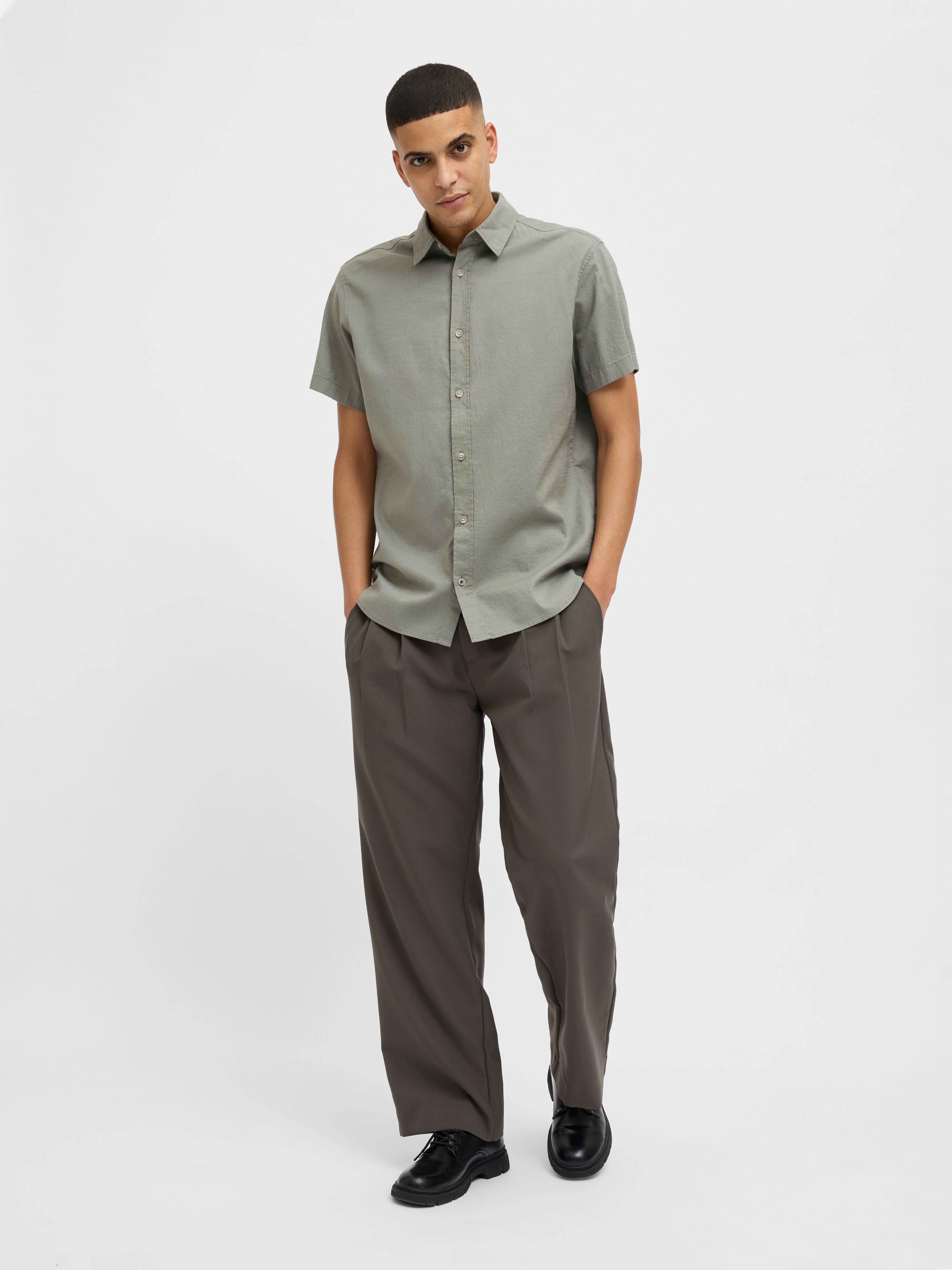 Jack & Jones Overhemd met korte mouwen JJPIERRE SLUB SHIRT SS