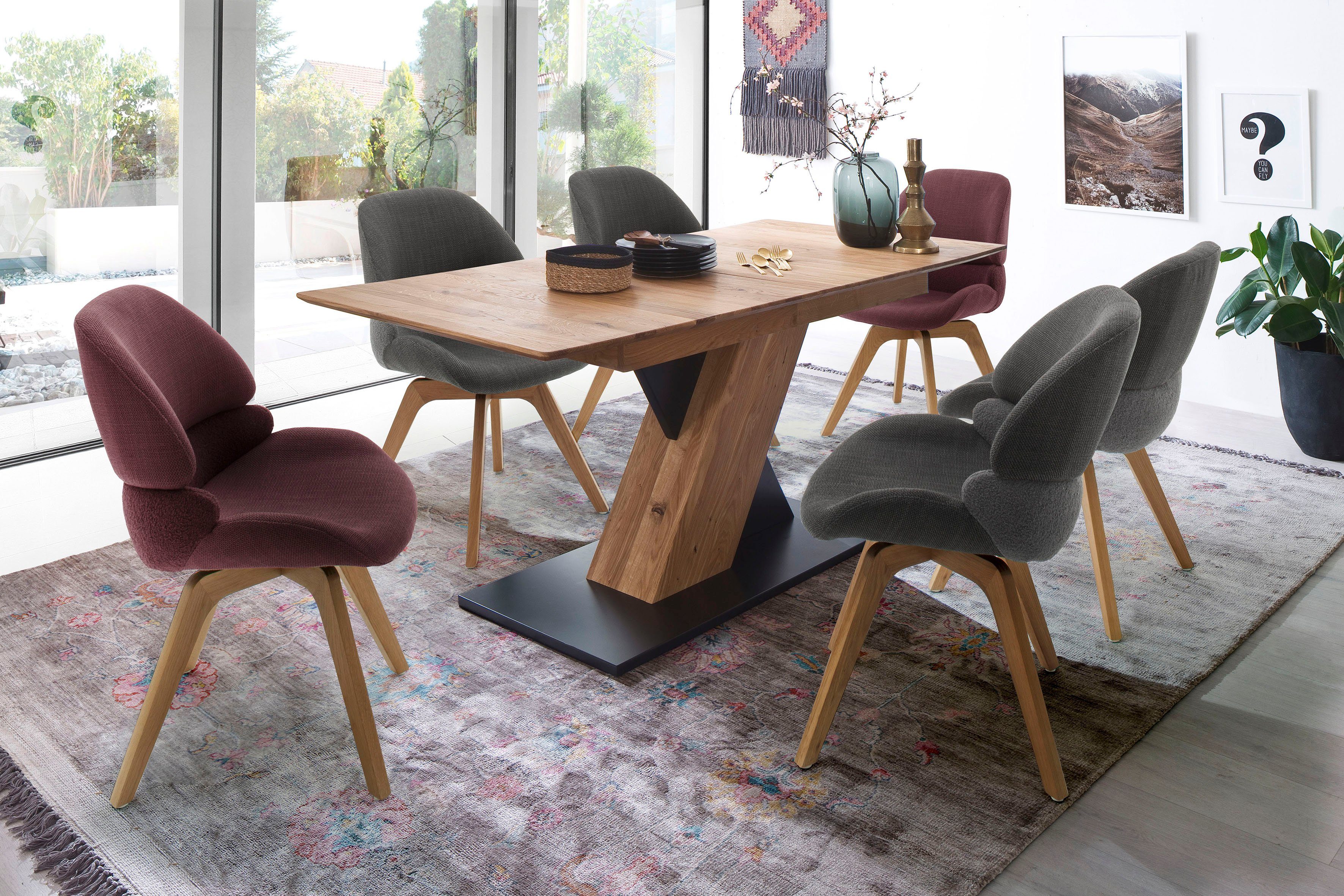 MCA furniture Eetkamerstoel Henderson 180° draaibaar met nivellering, met fijnpolige garnering, tot 120 kg (set, 2 stuks)