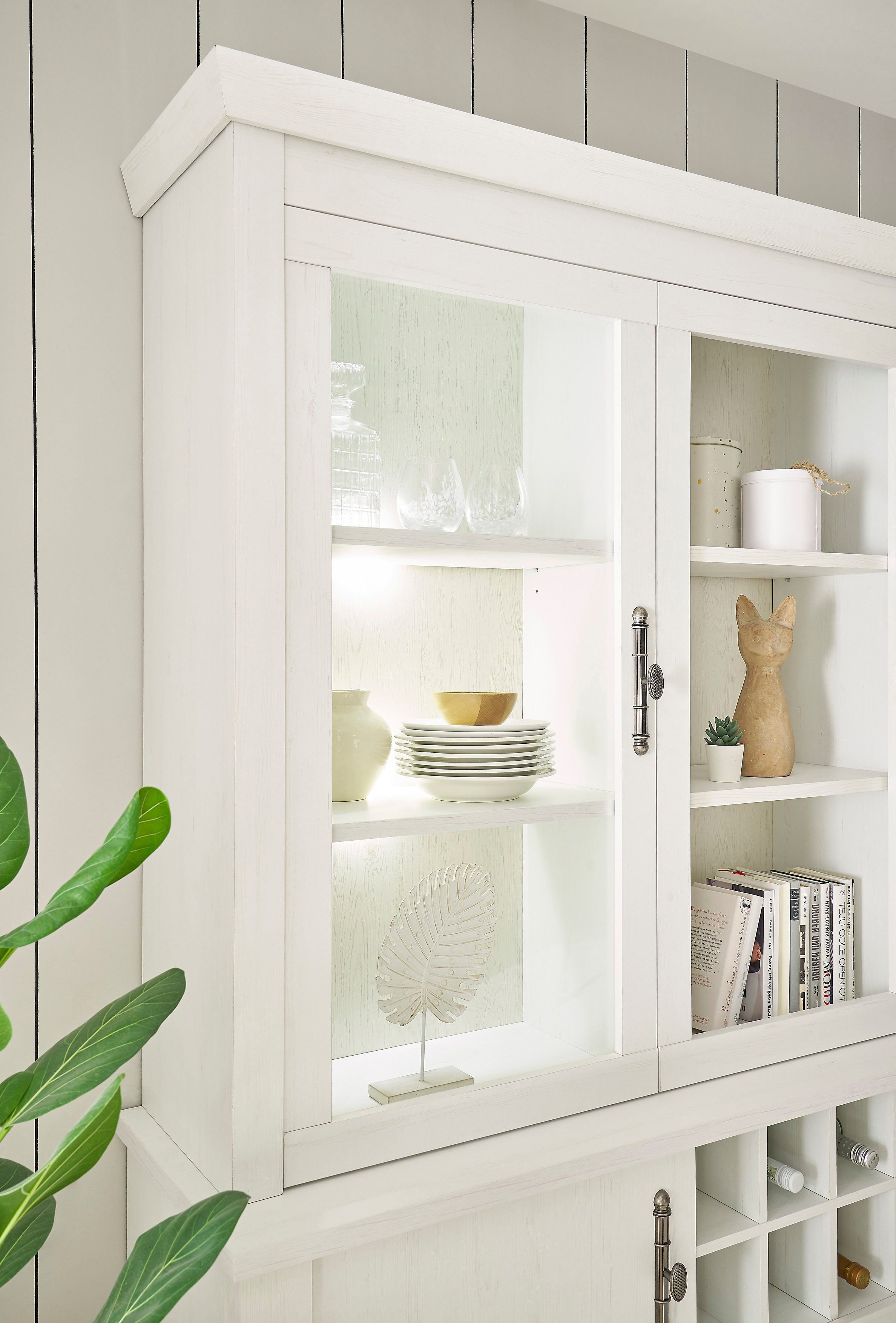 Home affaire Buffetkast Ravenna in romantische landelijke stijl, grepen van metaal, hoogte 207 cm