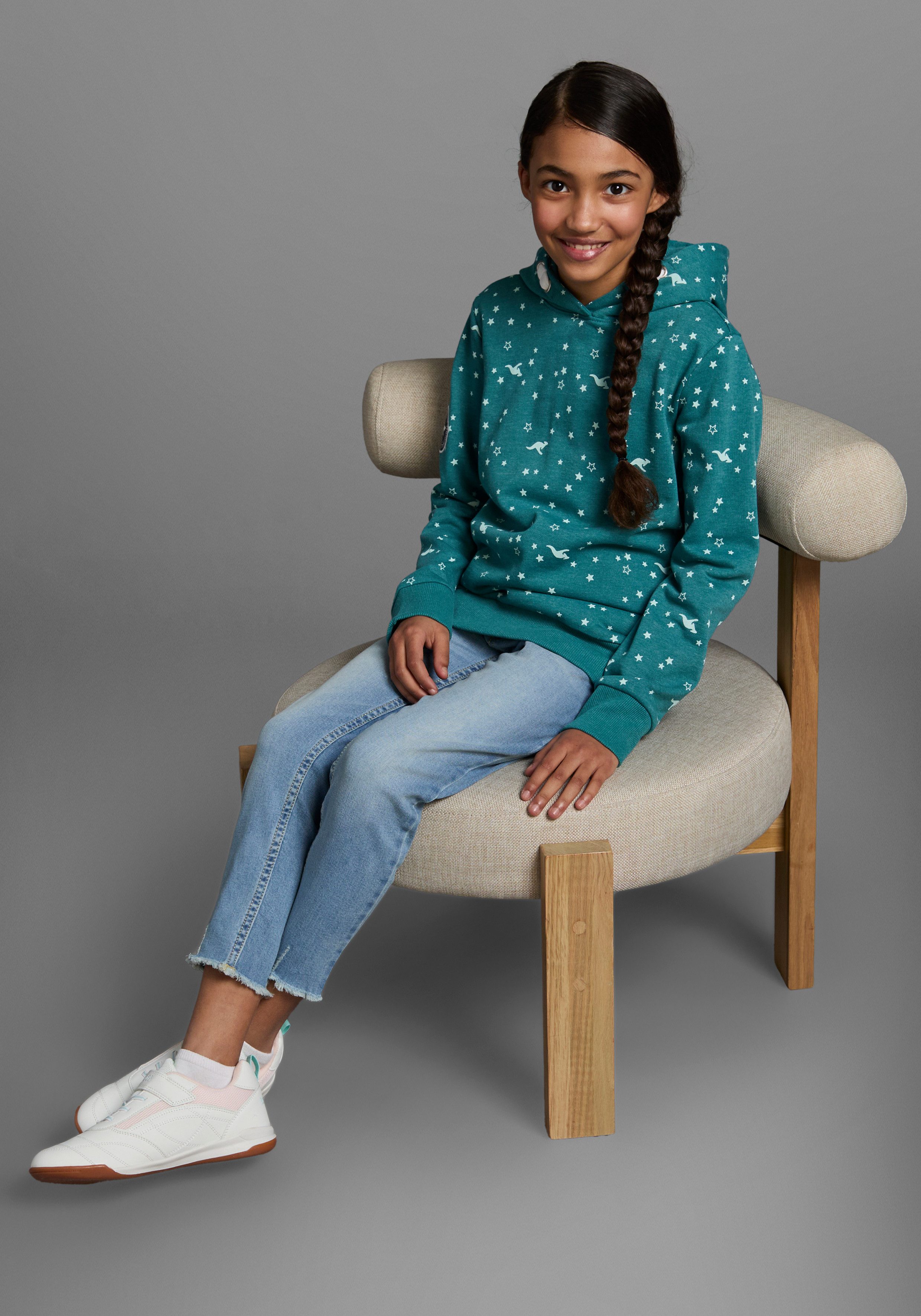 KangaROOS Hoodie Lange mouwen, bedrukt, met capuchon, van katoenmix