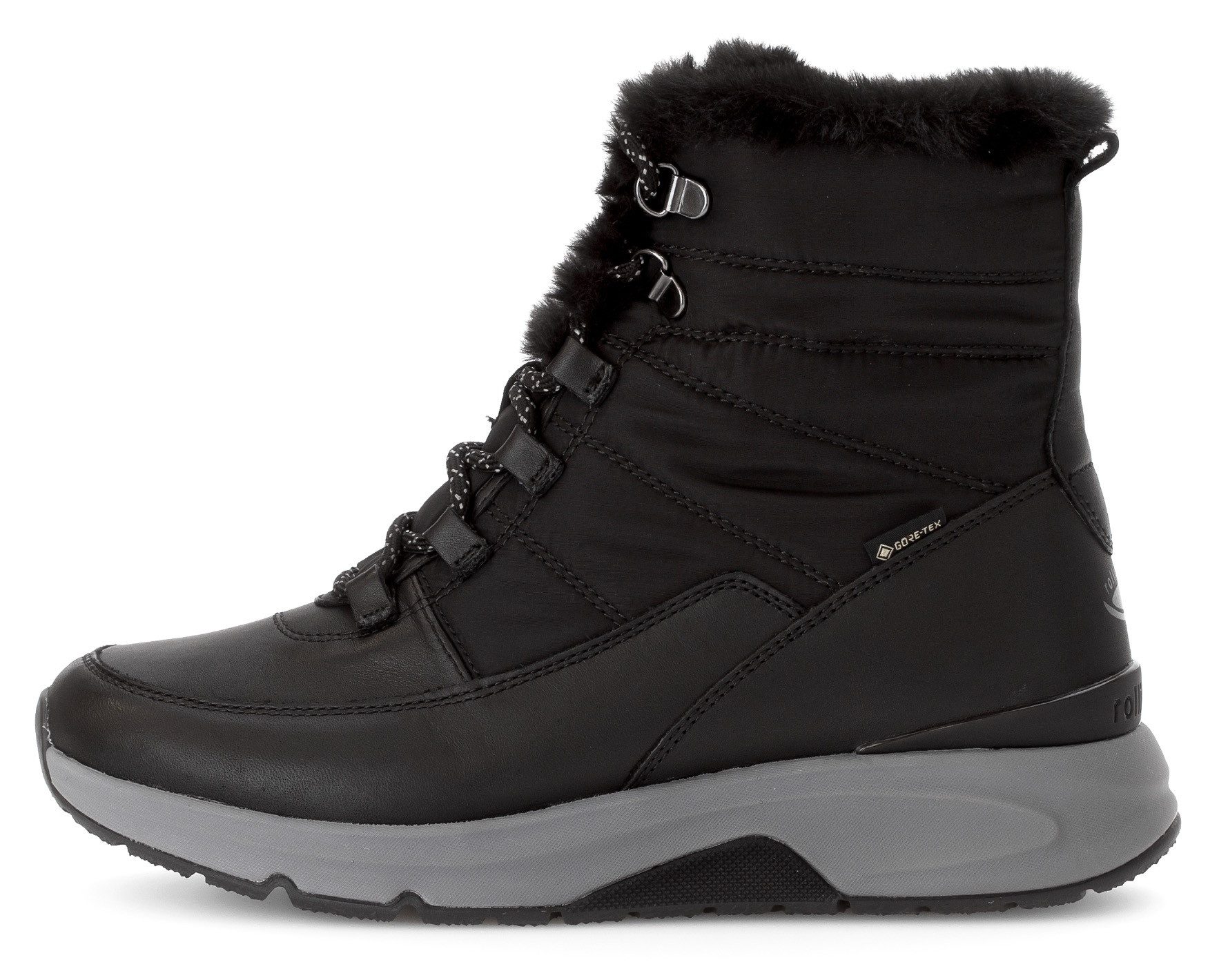 Gabor Rollingsoft Winterlaarzen sleehak veterschoenen outdoorschoen ogen bergbeklimmer-look