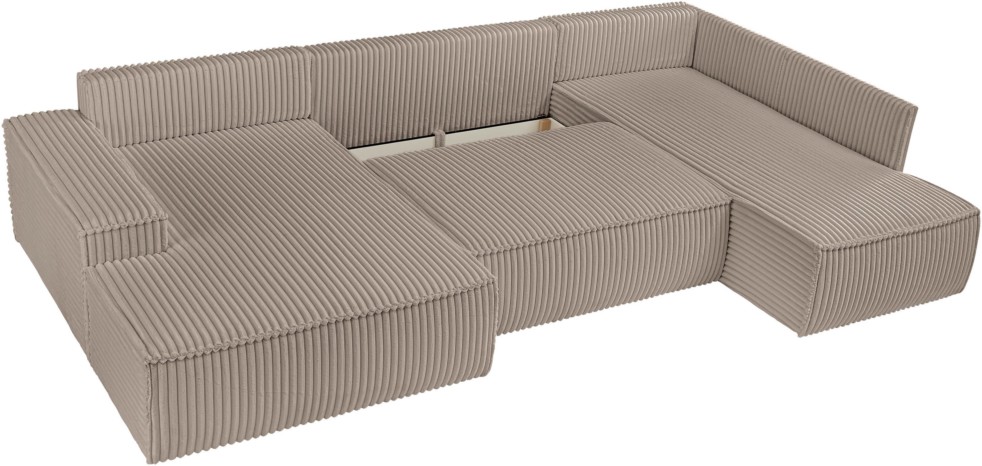 andas Zithoek FINNLEY, U-Vorm XXL 329 cm, Slaapbank, Slaapfunctie m. Bedlade