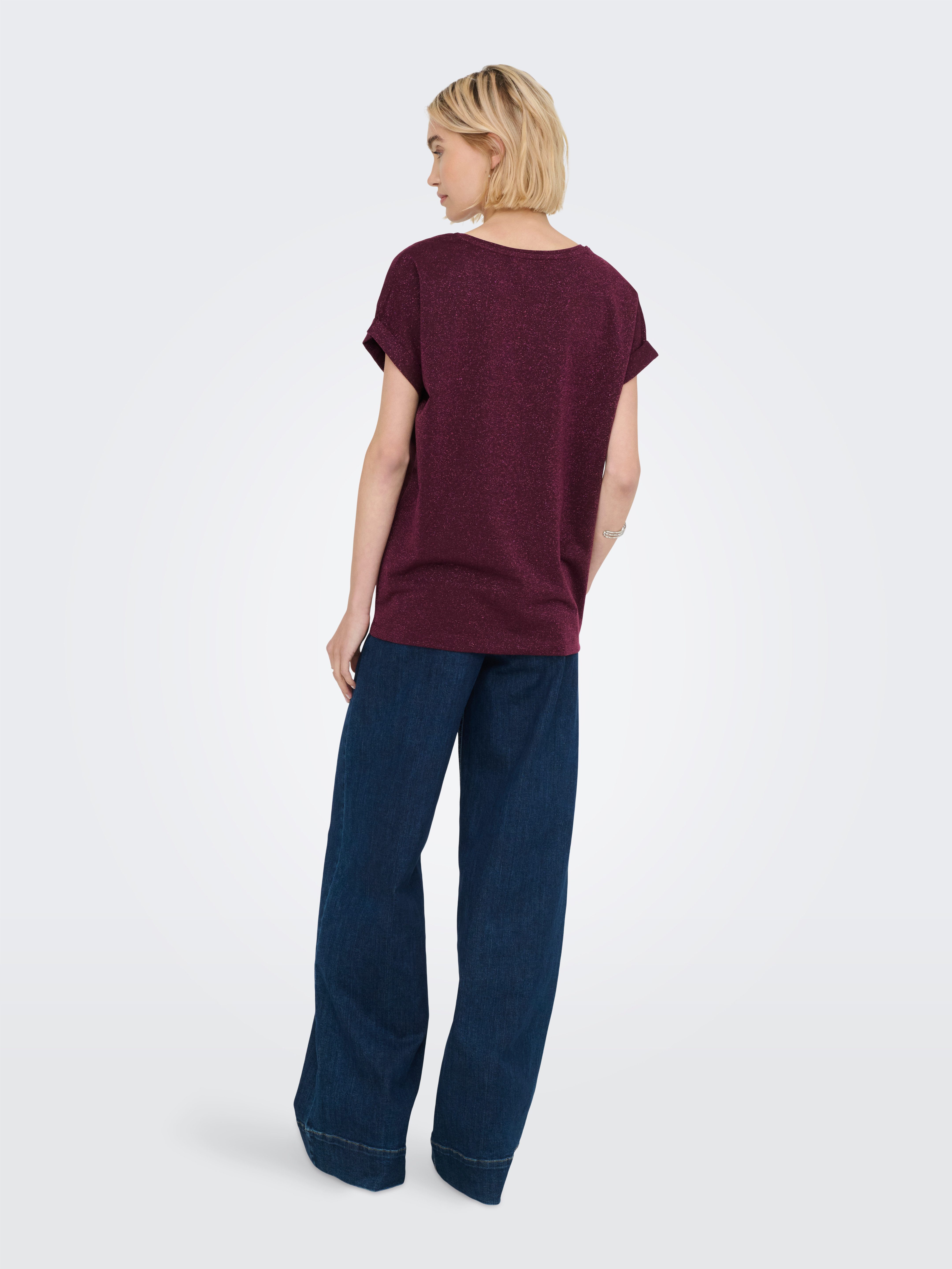 Only Shirt met korte mouwen ONLMOSTER GLITTER S/S TOP NOOS JRS