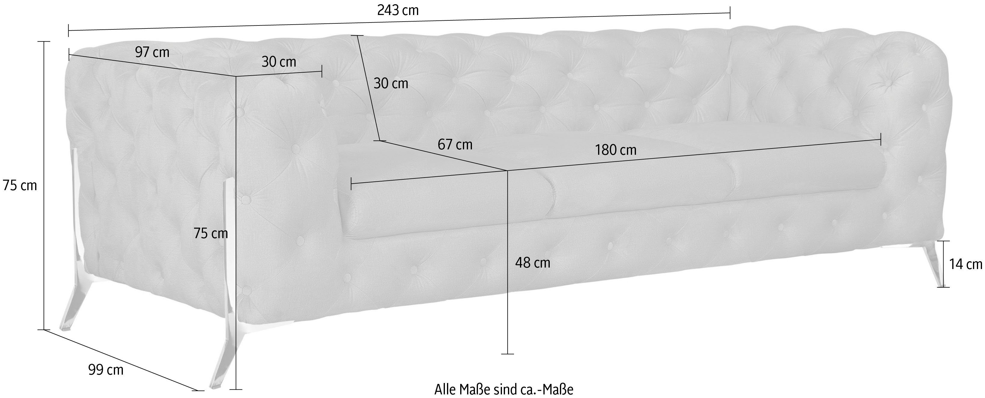 Leonique Chesterfield-bank Amaury luxueuze capitonnage, moderne chesterfield look, kleur van de poten ter keuze