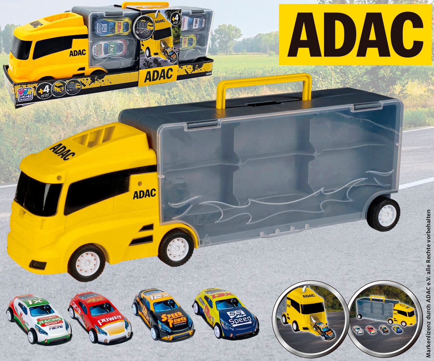 Happy People Speelgoed vrachtwagen ADAC Autotransporter Koffer