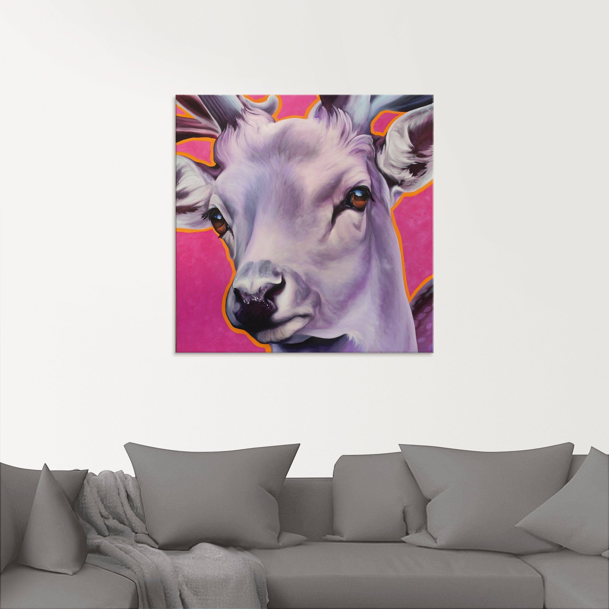 Artland Print op glas Edelhert pink in verschillende maten